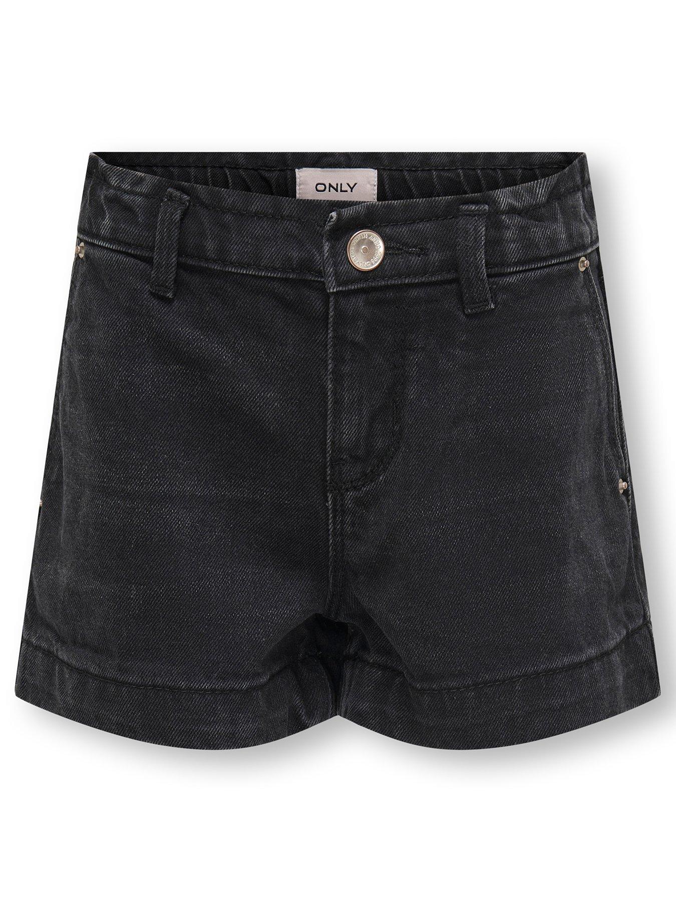 only-kids-girls-comet-wide-leg-denim-shorts-black