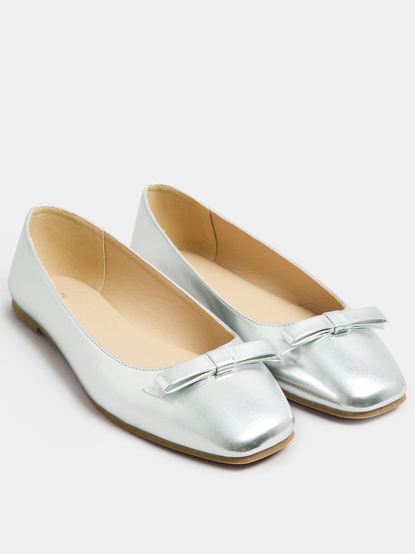 long-tall-sally-square-toe-ballet-bow-pump-silverstillFront