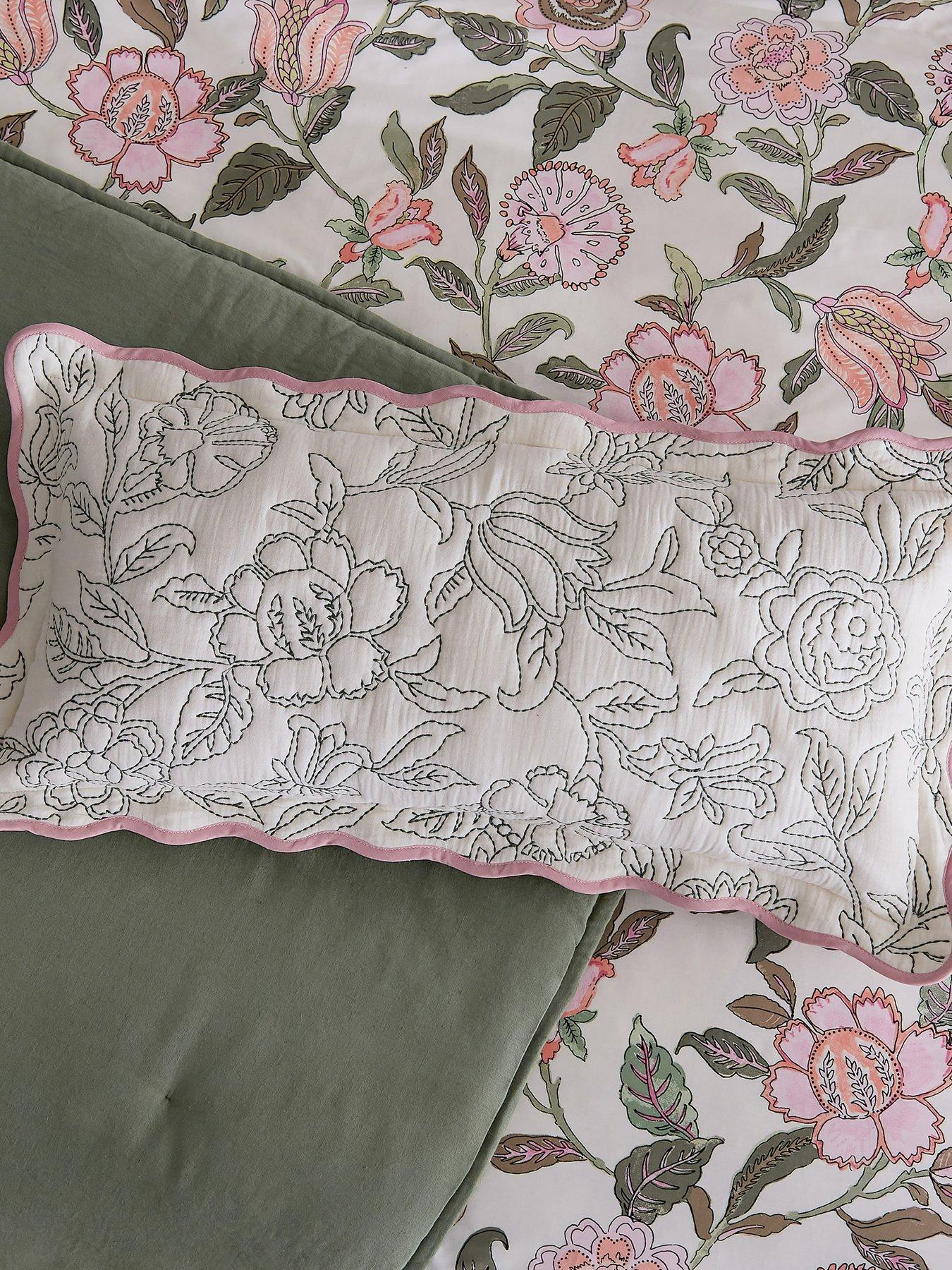 undefined Juliette 100% Cotton Percale Rice Stitch Cushion 30X60cm- Creme