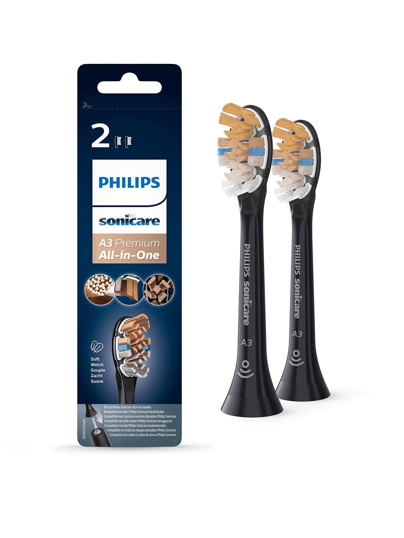 undefined Philips Sonicare A3 Premium All-in-One Replacement Toothbrush Heads, 2pk, Black - HX9092/11