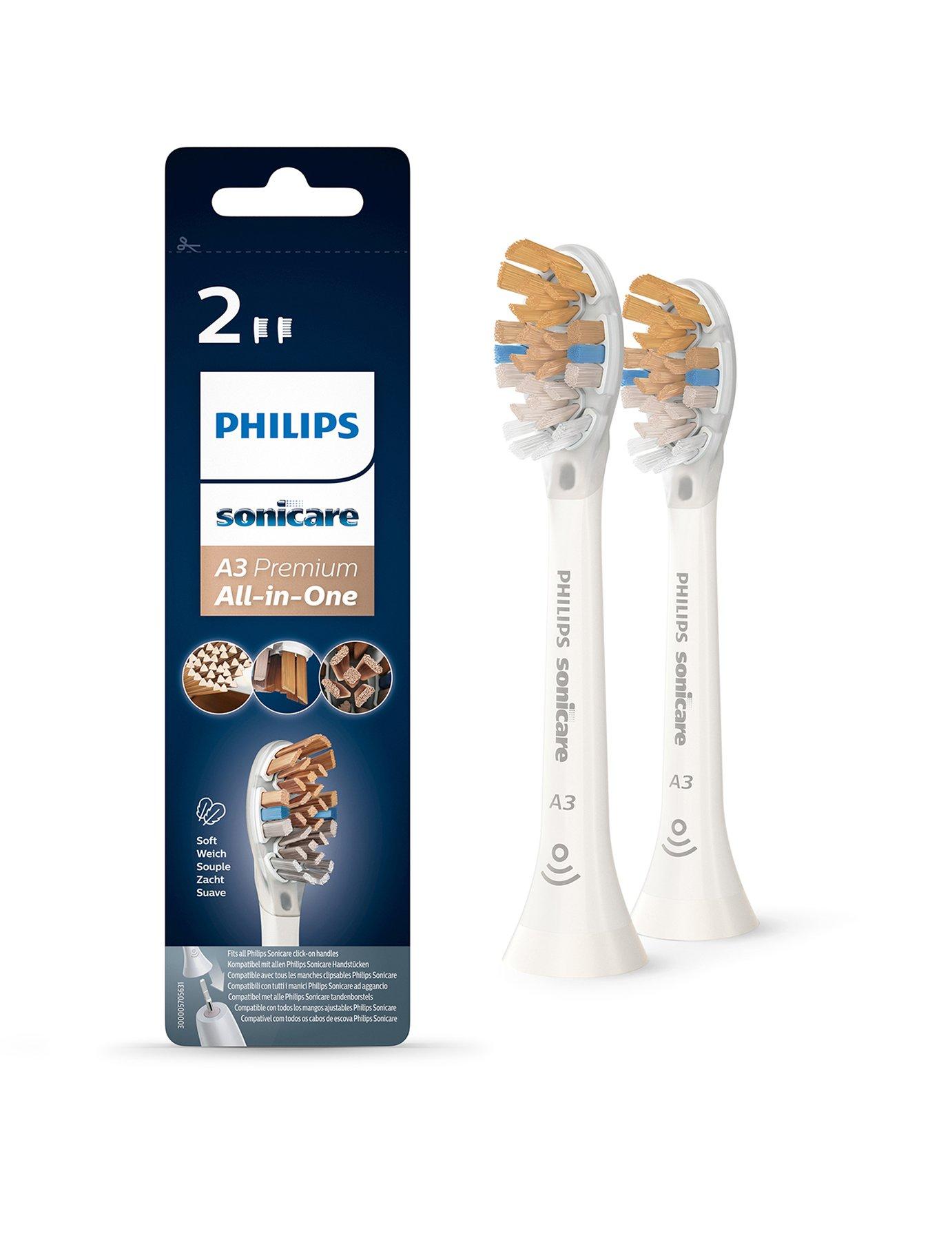 undefined Philips Sonicare A3 Premium All-in-One Replacement Toothbrush Heads, 2pk, White - HX9092/10