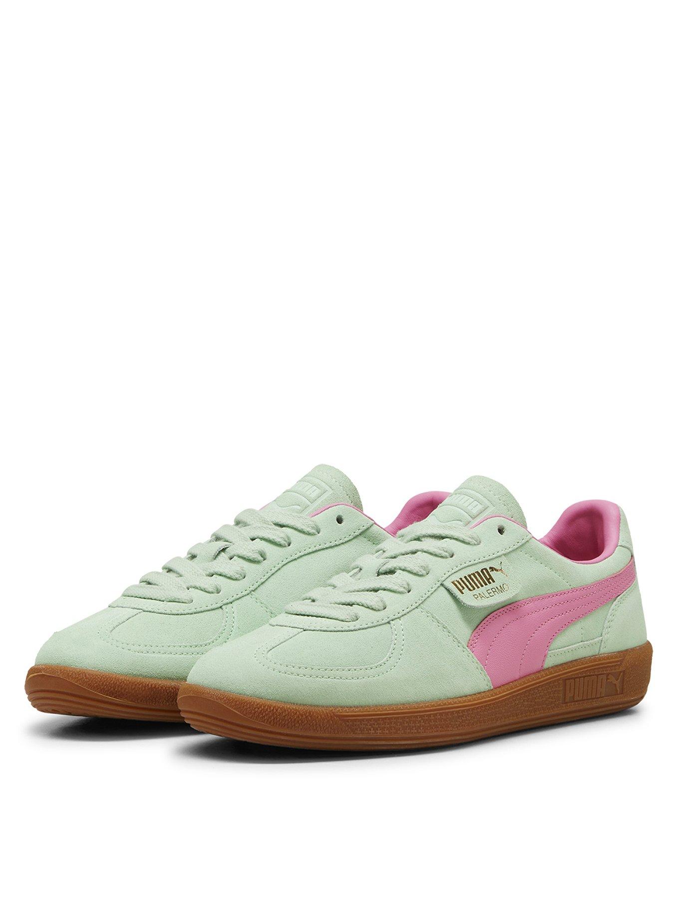 puma-womens-palermo-trainers-greenpinkstillFront