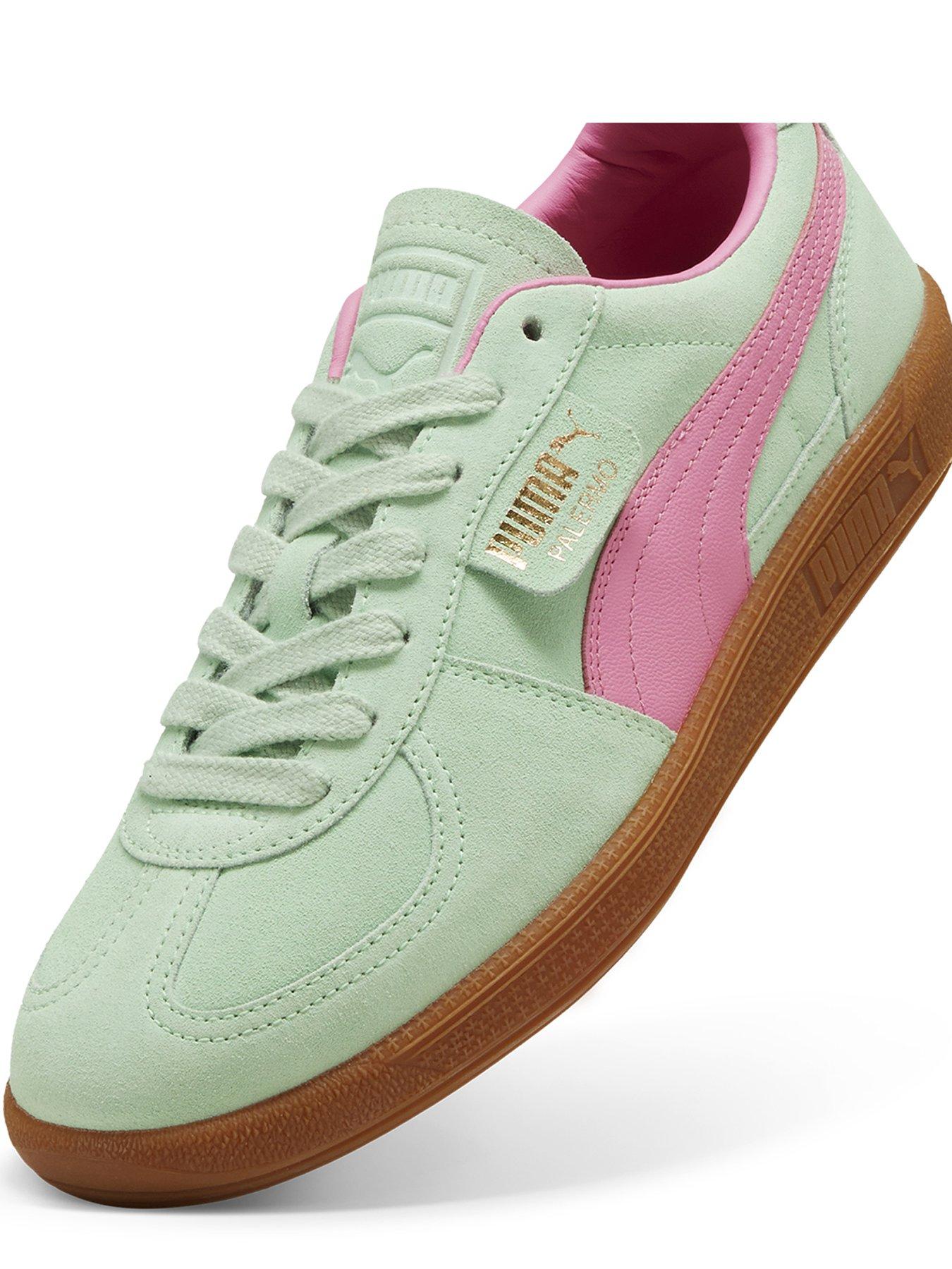 puma-womens-palermo-trainers-greenpinkdetail