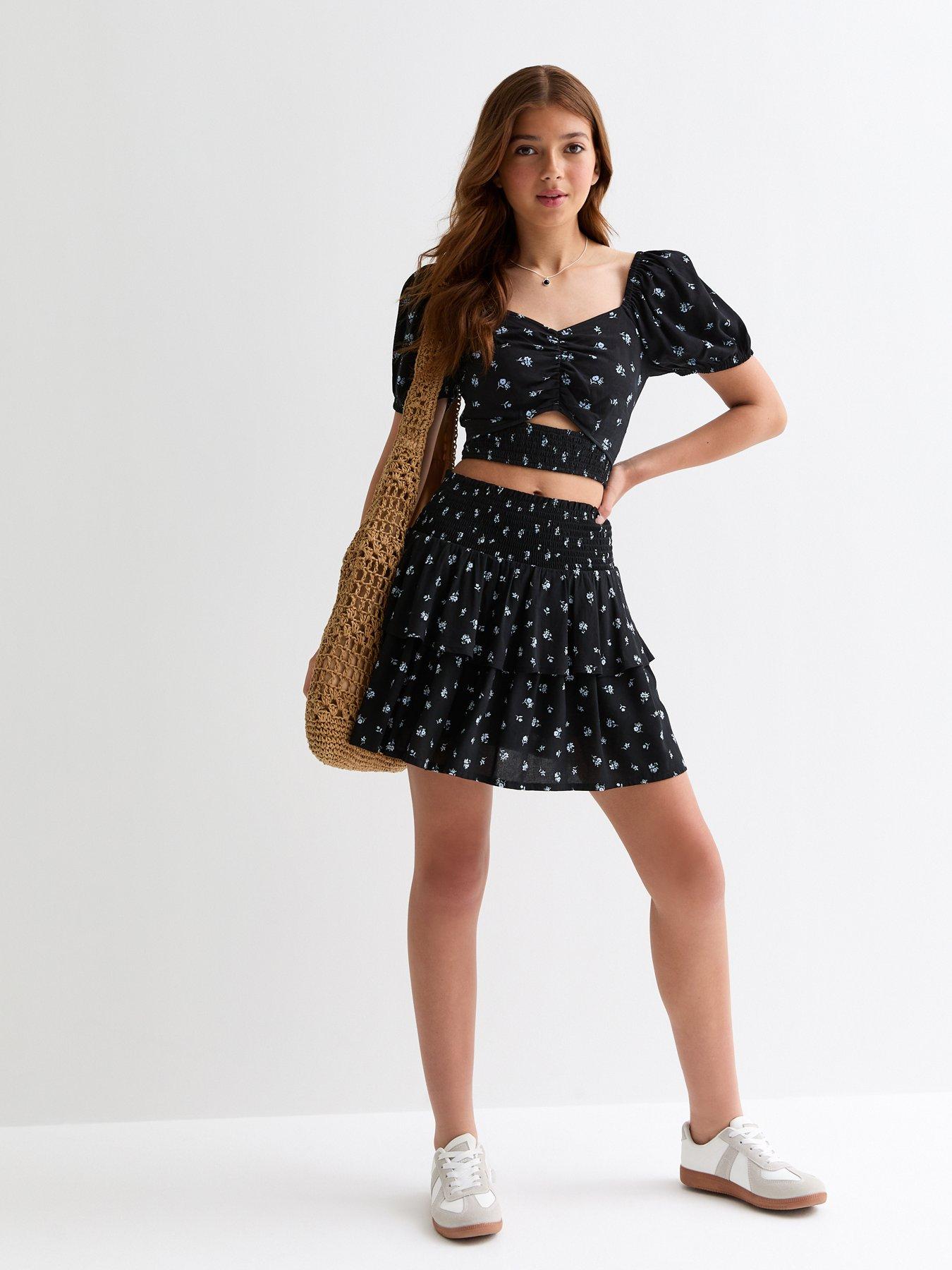 new-look-915-girls-black-floral-tiered-skortstillFront