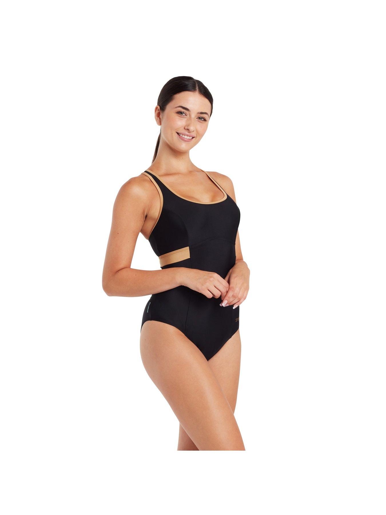 zoggs-ecolast-dakota-crossback-swimsuit--blackgoldback