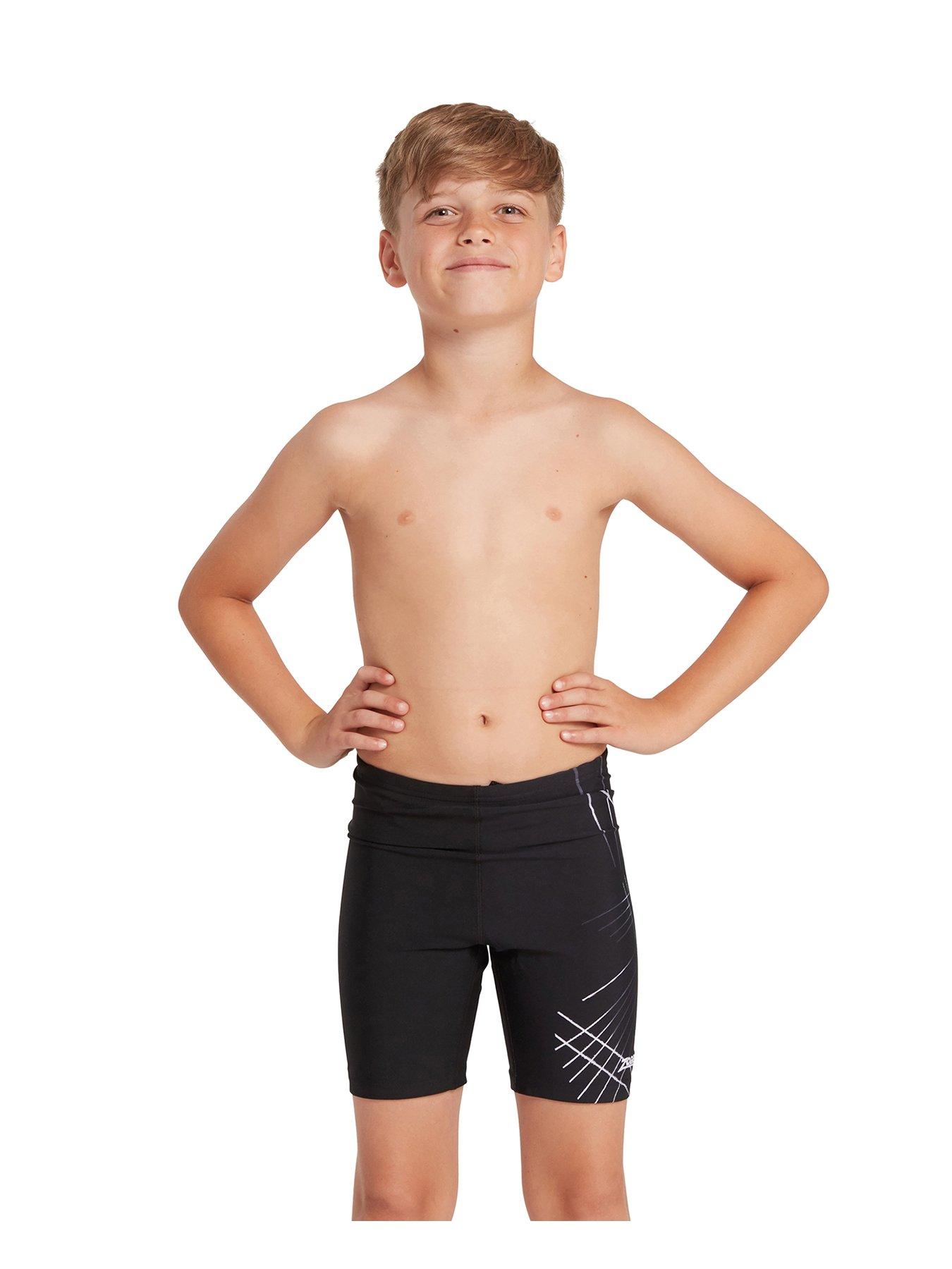 Image 1 of 4 of Zoggs Boys&nbsp;Ecolast+ Etch Mid Jammer Swim Shorts - Black