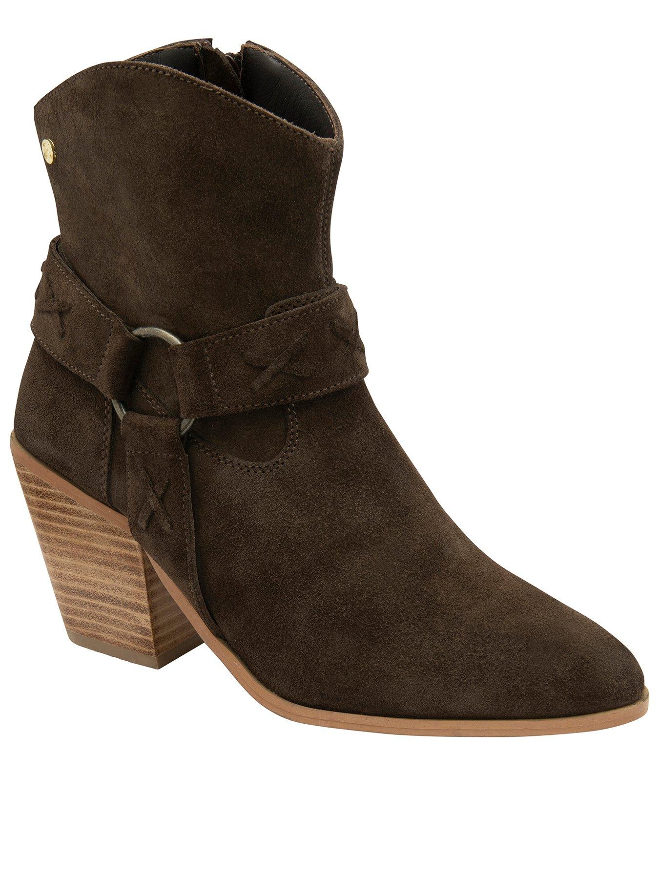 Image 1 of 4 of Ravel Argyll Western Ankle Suede Boot - Brown