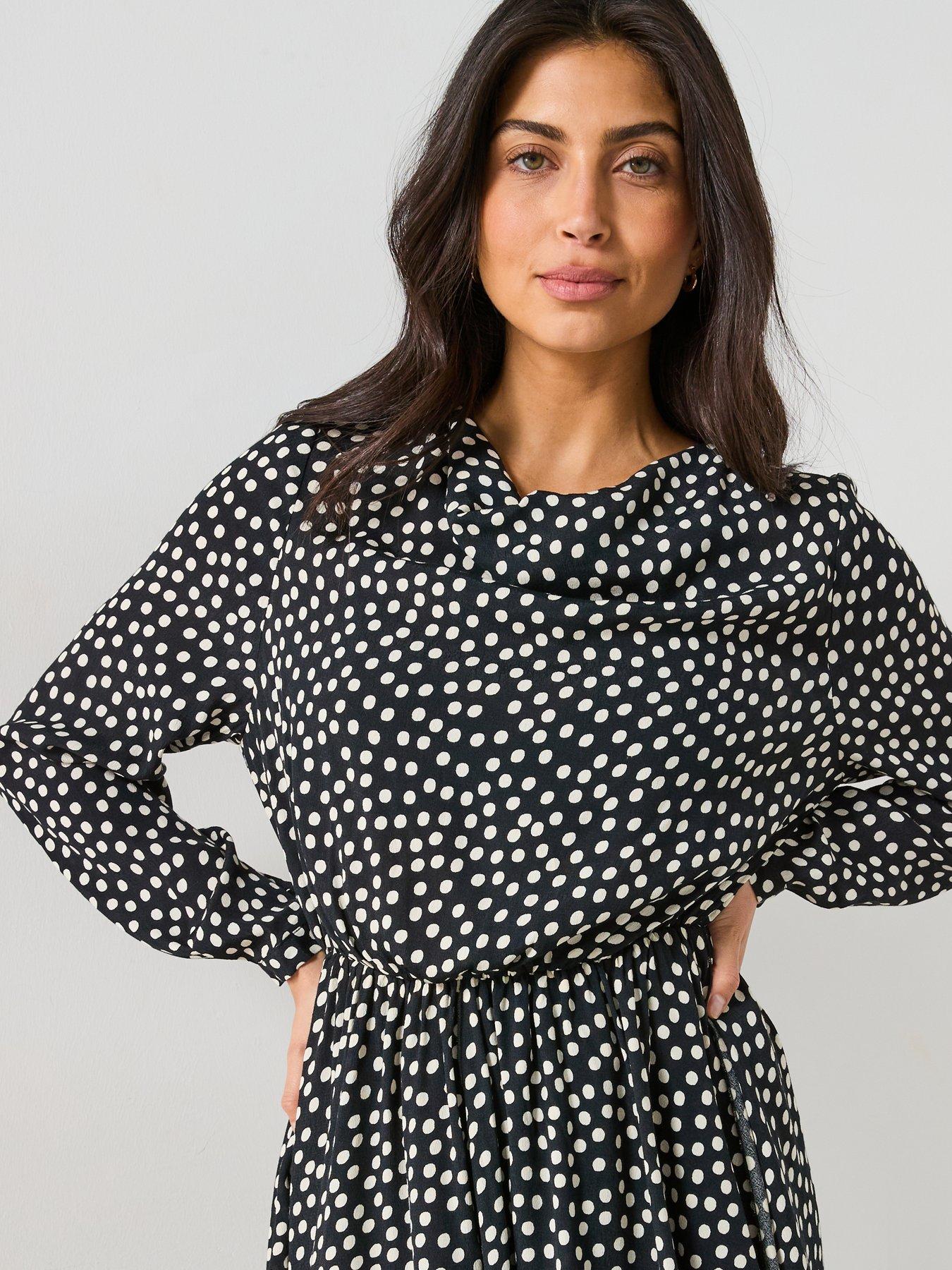 v-by-very-cowl-neck-polka-dot-mini-dress-blackoutfit