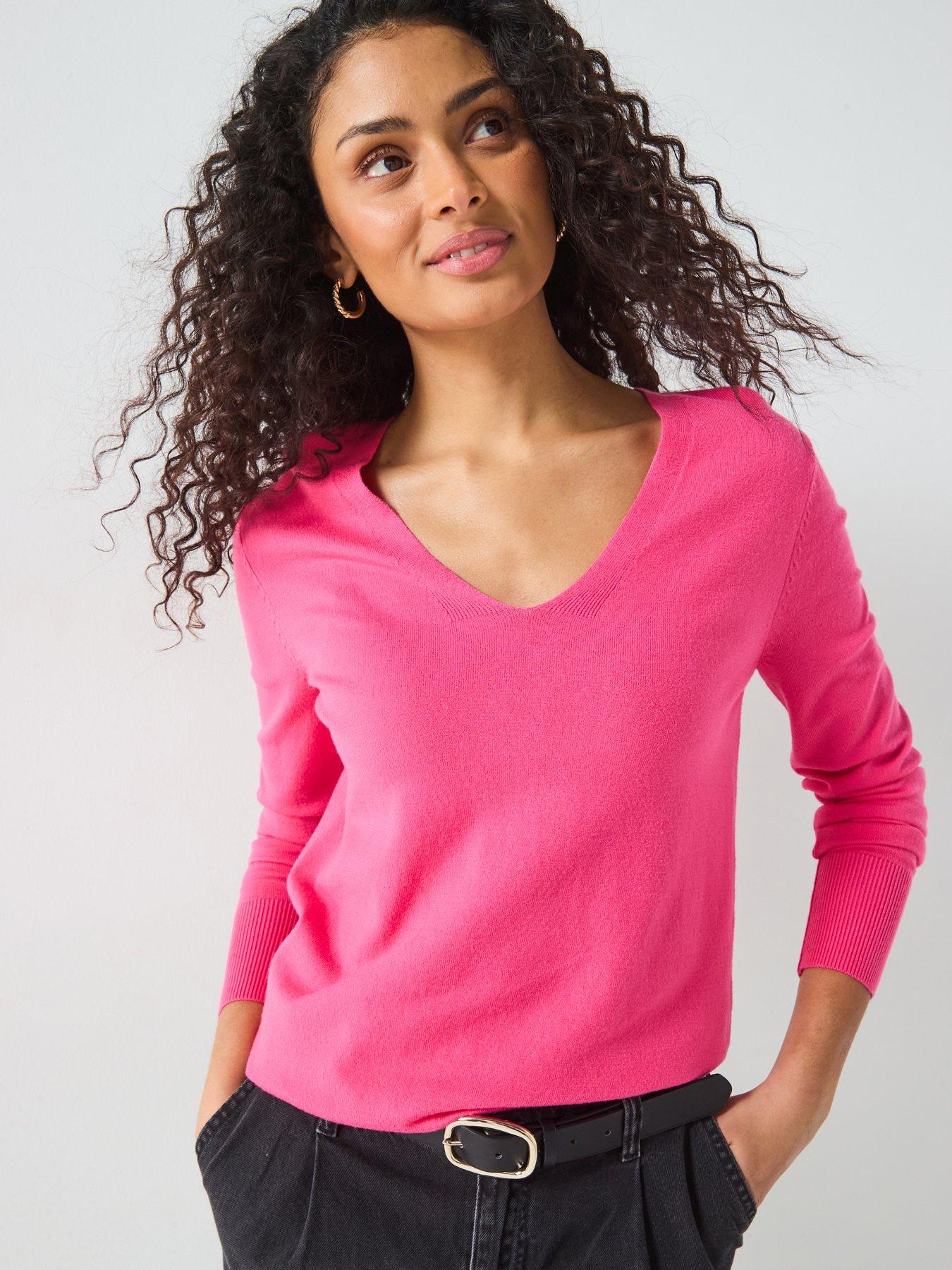 Image of Everyday V Neck Jumper - Pink