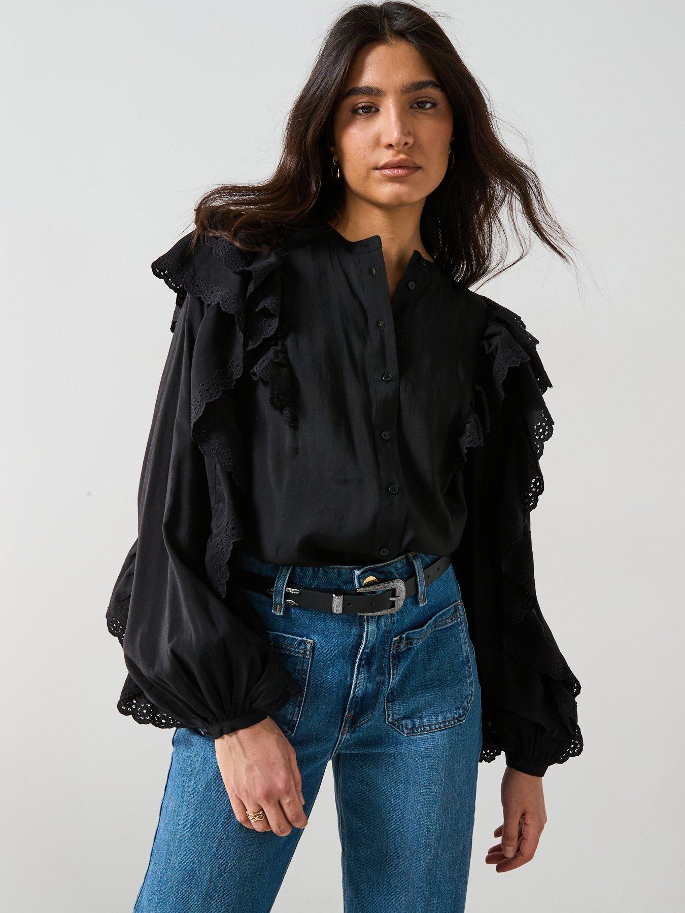 v-by-very-broderie-ruffle-sleeve-shirt-black