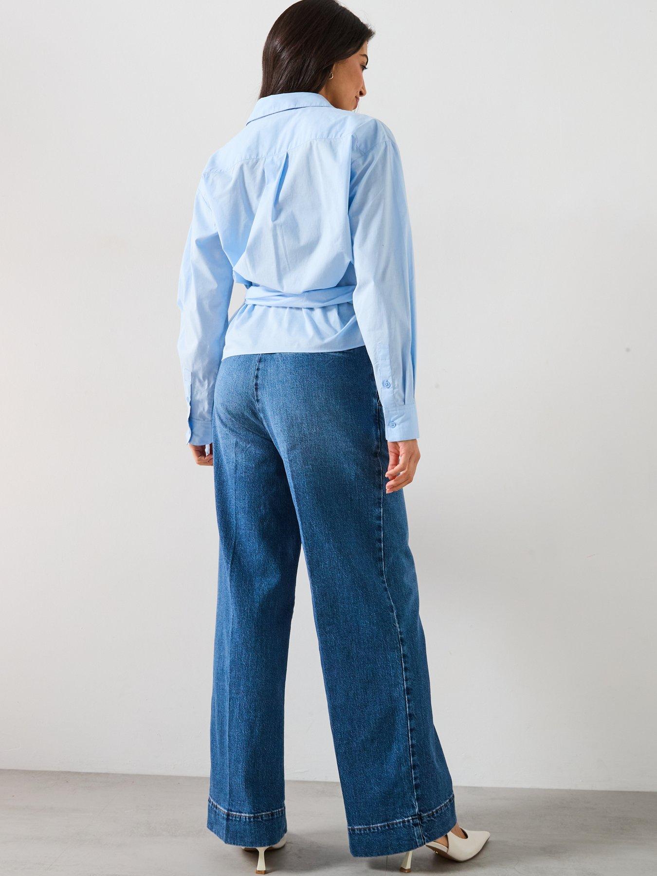 Image 2 of 6 of V by Very Stripe Tie Side Cotton Shirt - Blue
