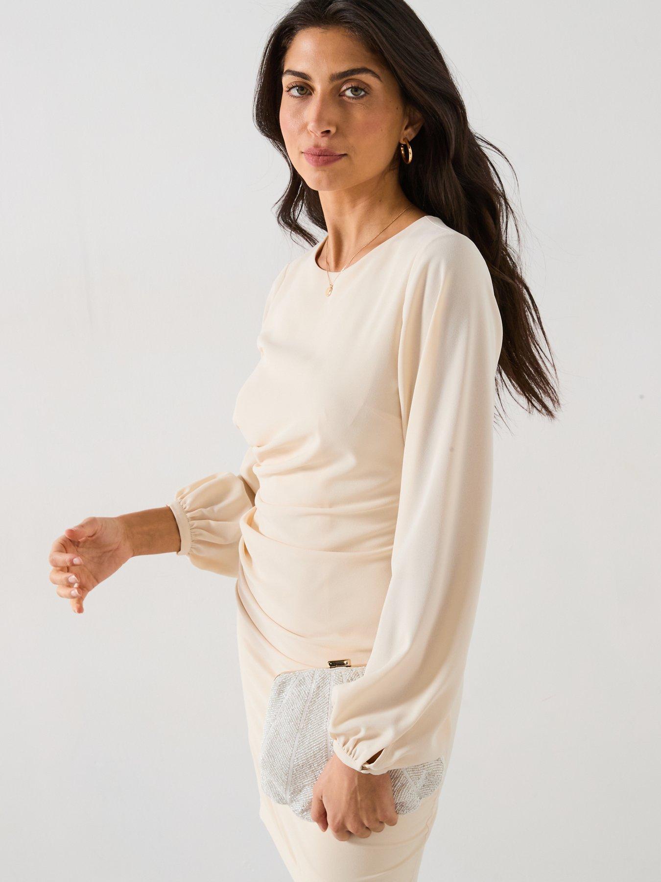 Image 5 of 6 of V by Very Ruched Side Mini Dress - Cream