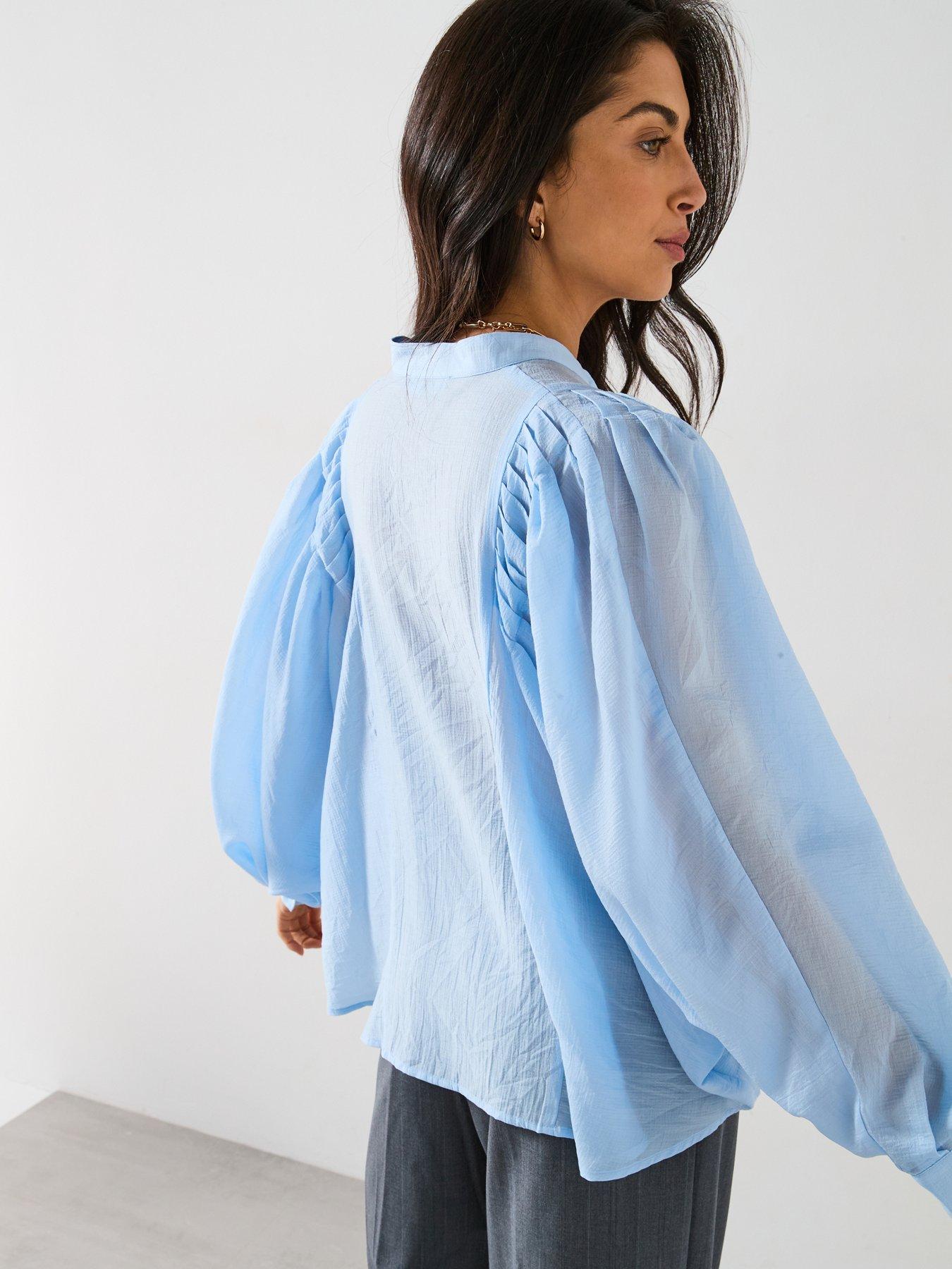 v-by-very-batwing-drapey-textured-shirt-bluestillFront