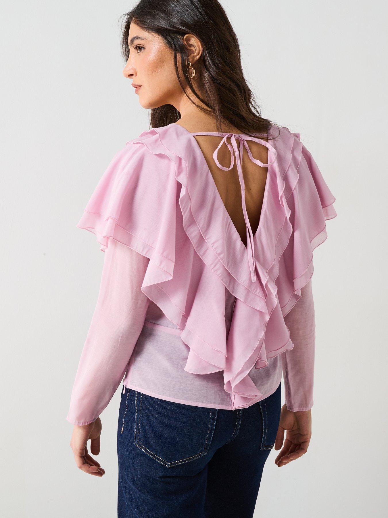 Image 2 of 6 of V by Very V Neck Romantic Ruffle Blouse - Purple