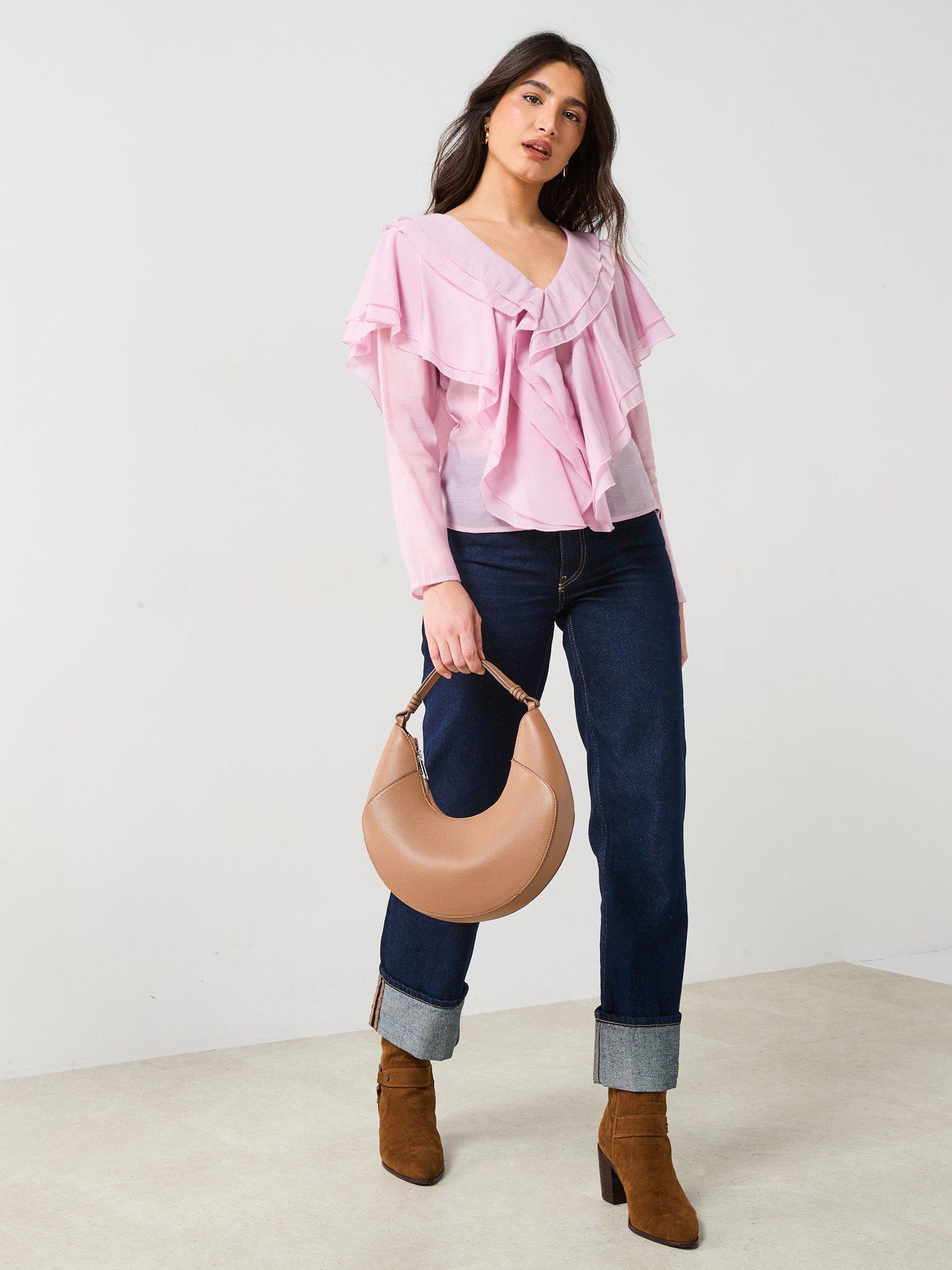 Image 3 of 6 of V by Very V Neck Romantic Ruffle Blouse - Purple