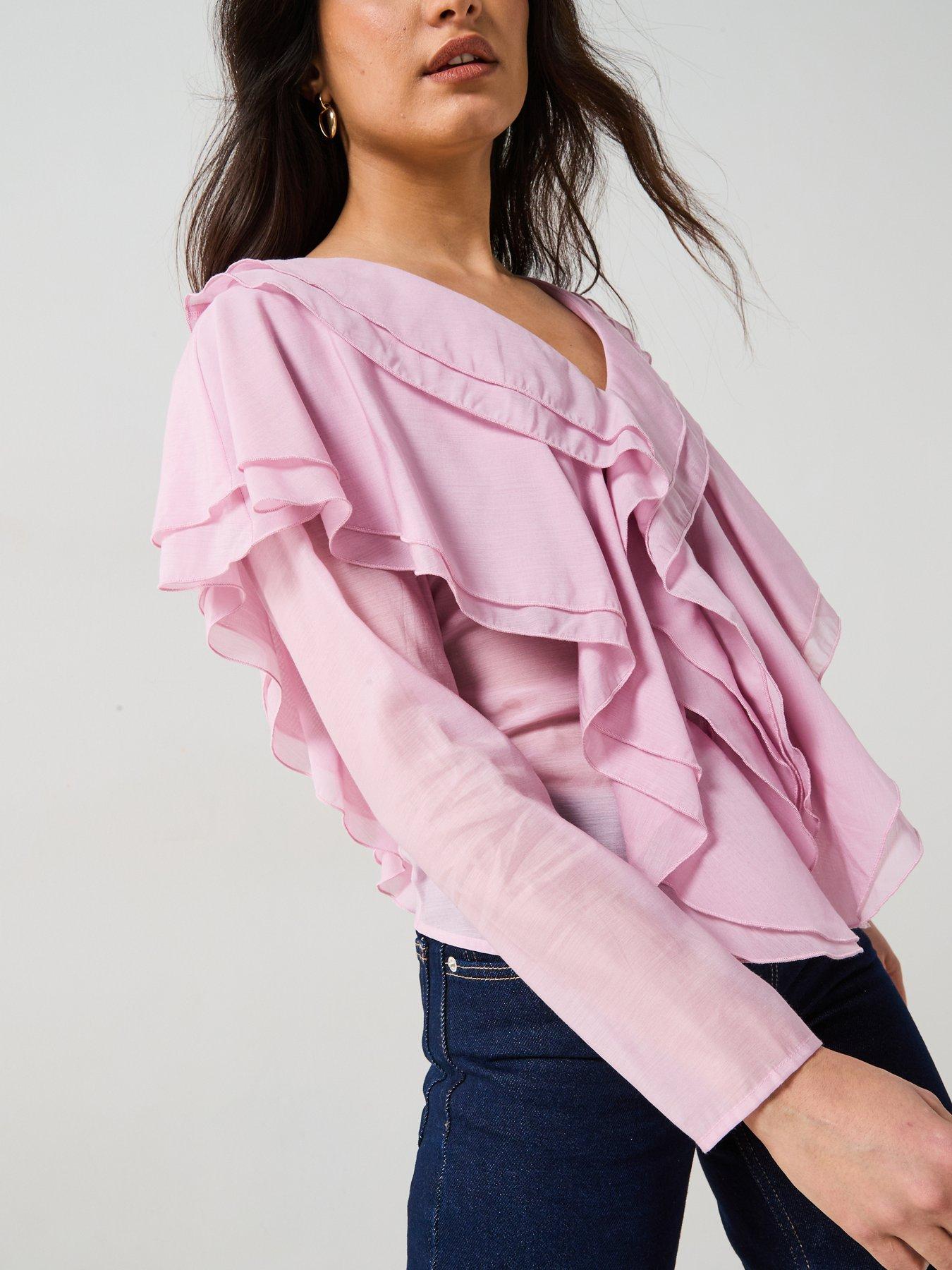 Image 5 of 6 of V by Very V Neck Romantic Ruffle Blouse - Purple