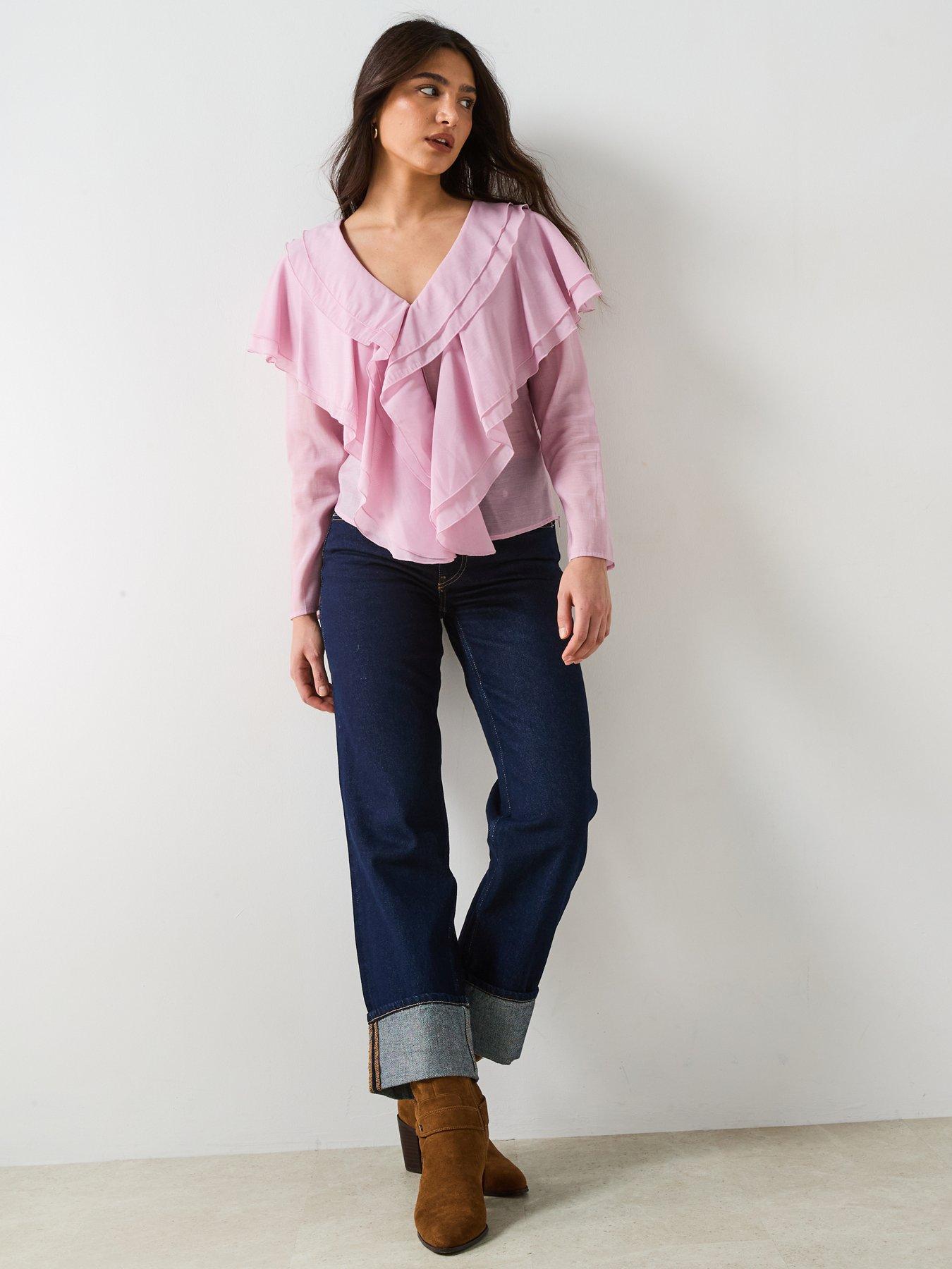 Image 6 of 6 of V by Very V Neck Romantic Ruffle Blouse - Purple