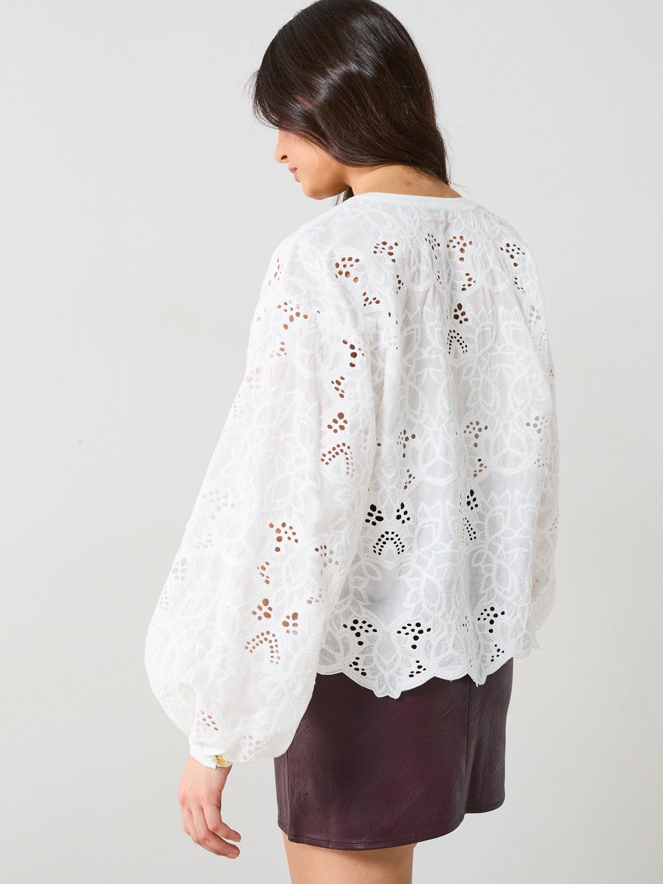 Image 2 of 6 of V by Very Premium Guipure Lace Blouse - Cream