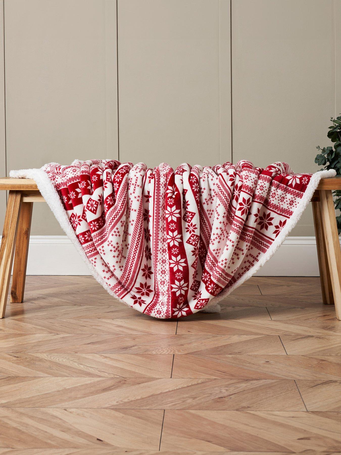 very-home-christmas-fairisle-sherpa-throw-red