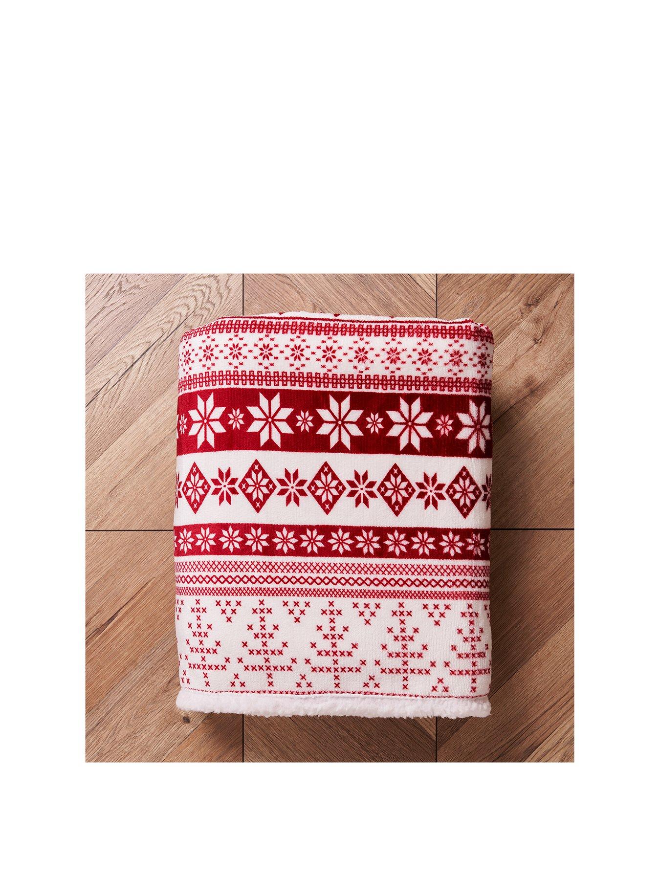 very-home-christmas-fairisle-sherpa-throw-redstillFront