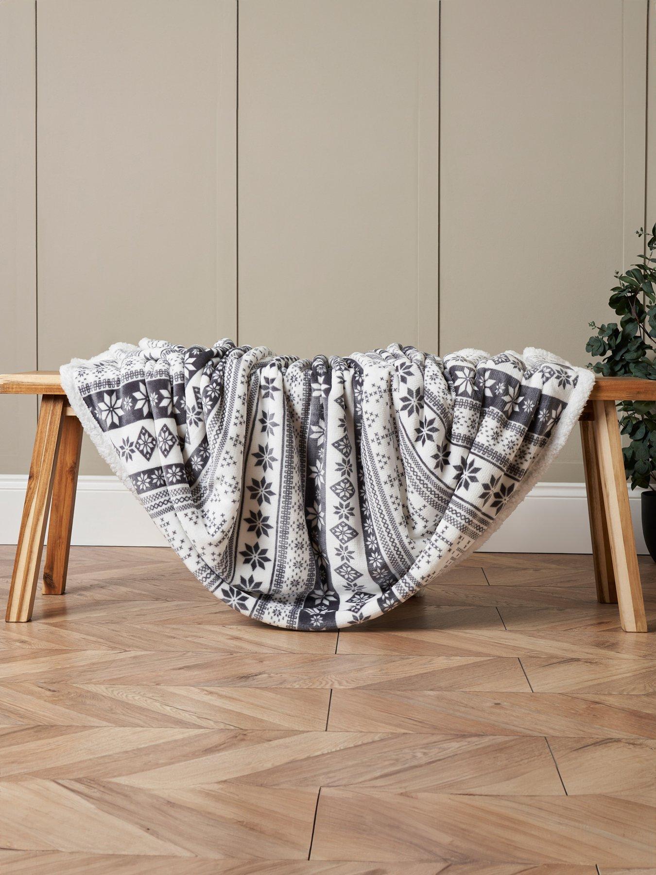 very-home-christmas-fairisle-sherpa-throw-greynbsp