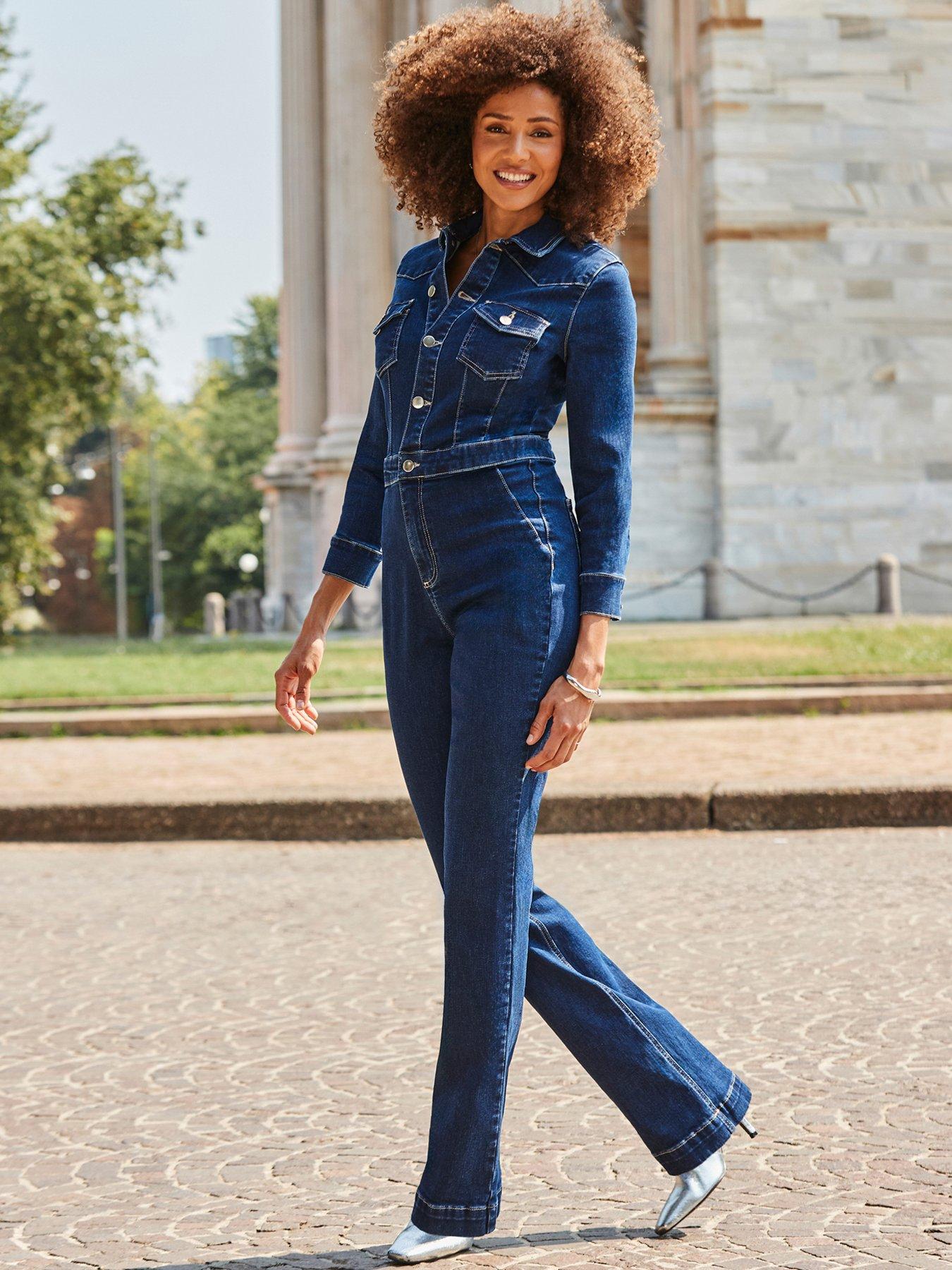 undefined Western Bootcut Jumpsuit - Blue