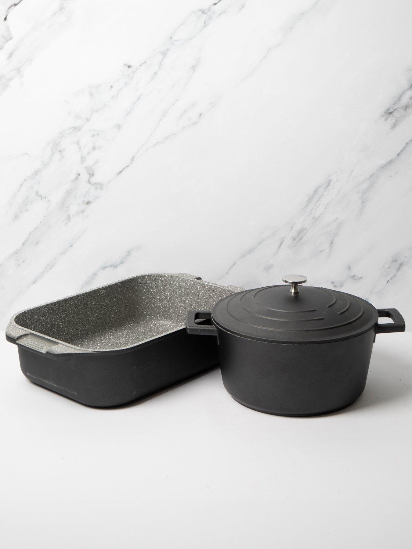 masterclass-2-piece-cast-aluminium-cookware-set-ndash-includes-casserole-dish-and-roasting-pan