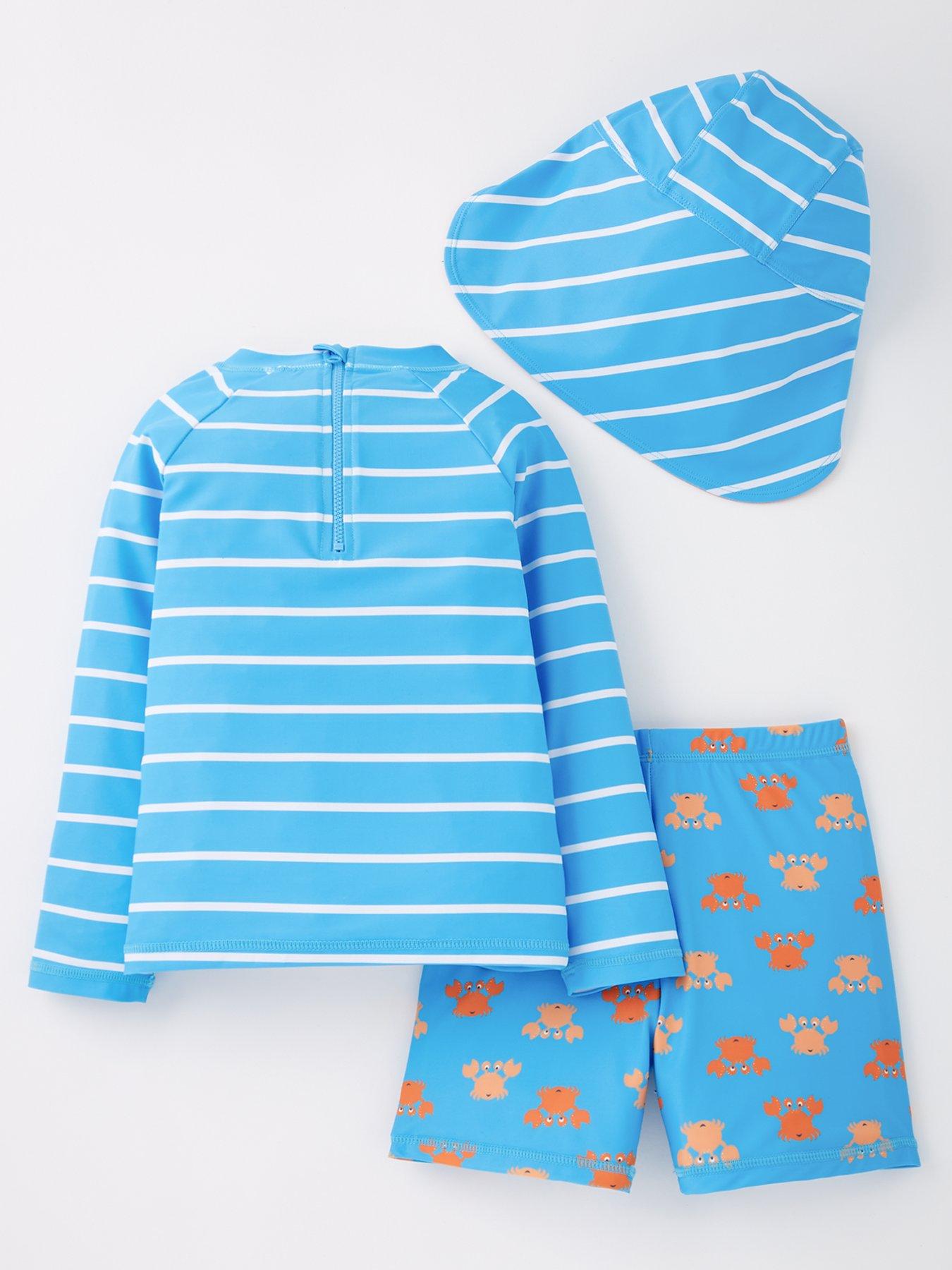 Image 2 of 4 of Mini V by Very Boys 3 Piece Crab Print Sunsafe Top, Short And Hat - Blue