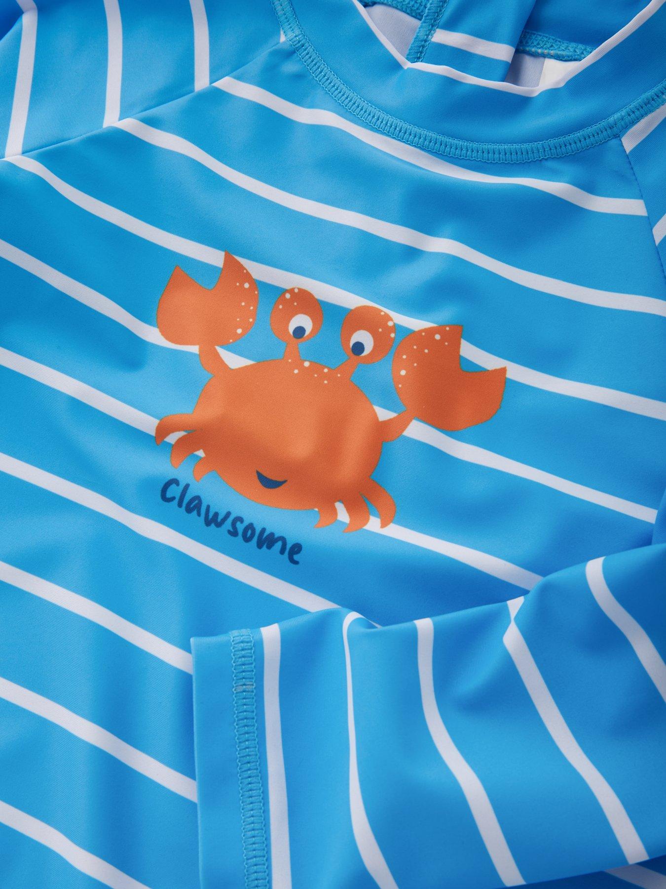 Image 3 of 4 of Mini V by Very Boys 3 Piece Crab Print Sunsafe Top, Short And Hat - Blue