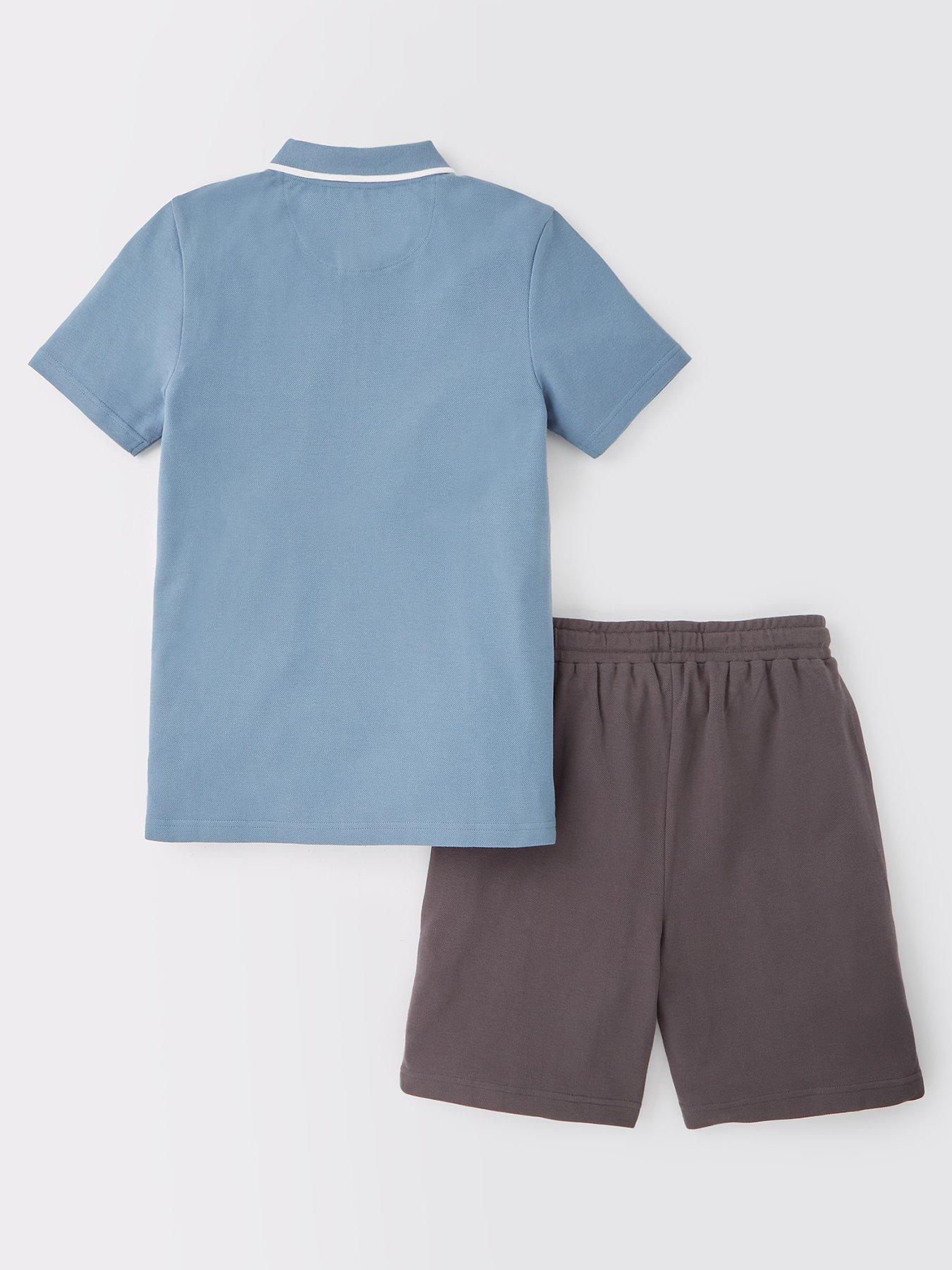 Image 2 of 4 of V by Very Boys Block Stripe Polo And Short Set - Multi