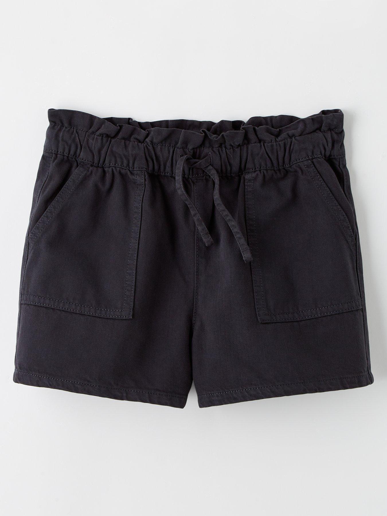 V by Very Girls Denim Paper Bag Shorts Black Very Ireland