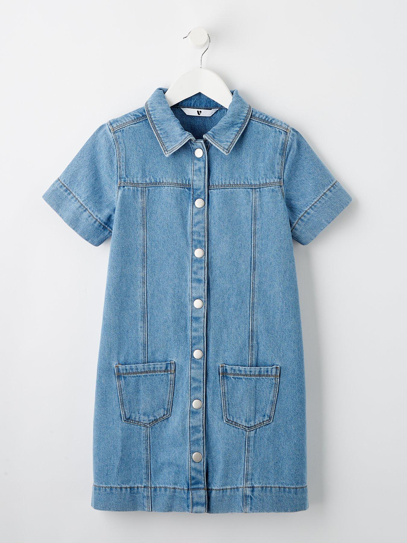 v-by-very-girls-button-through-denim-dress