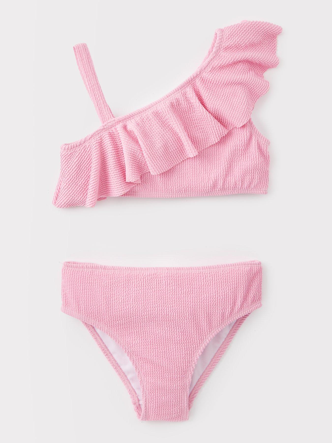 V by Very Girls Seersucker Frill Tankini - Multi