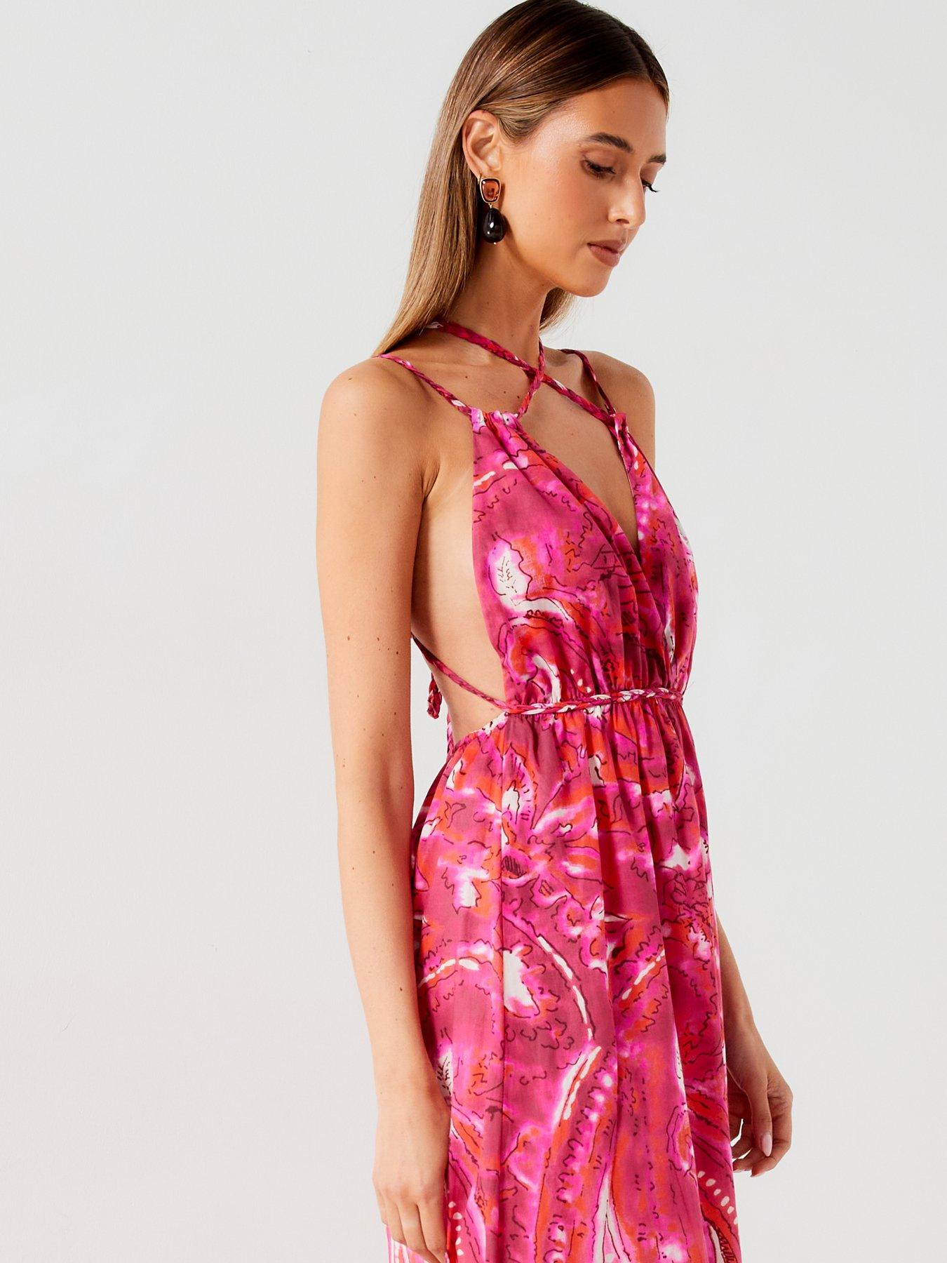 mango-printed-cross-strap-maxi-dress-pinkoutfit