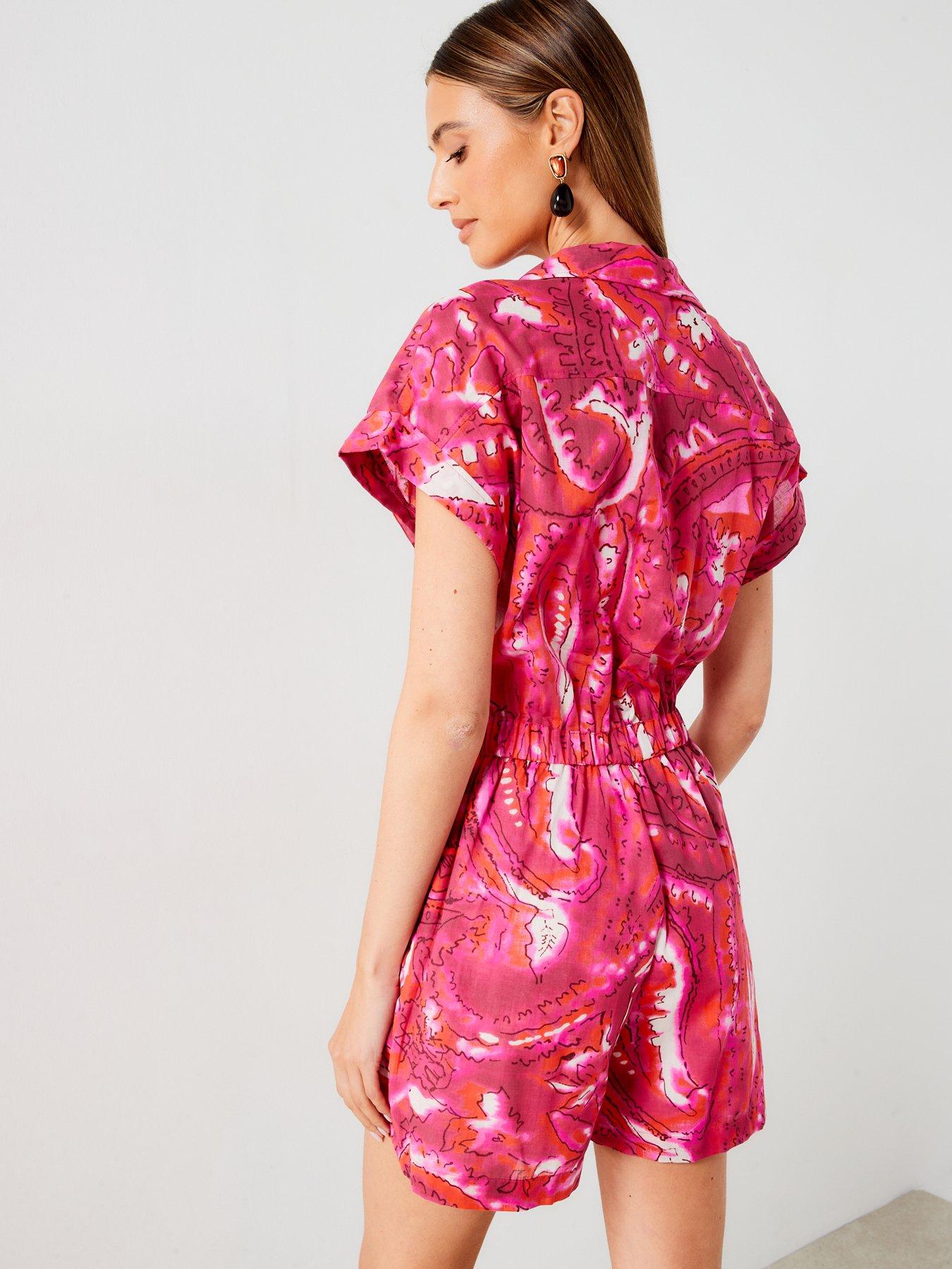 mango-printed-open-collar-playsuit-pinkstillFront