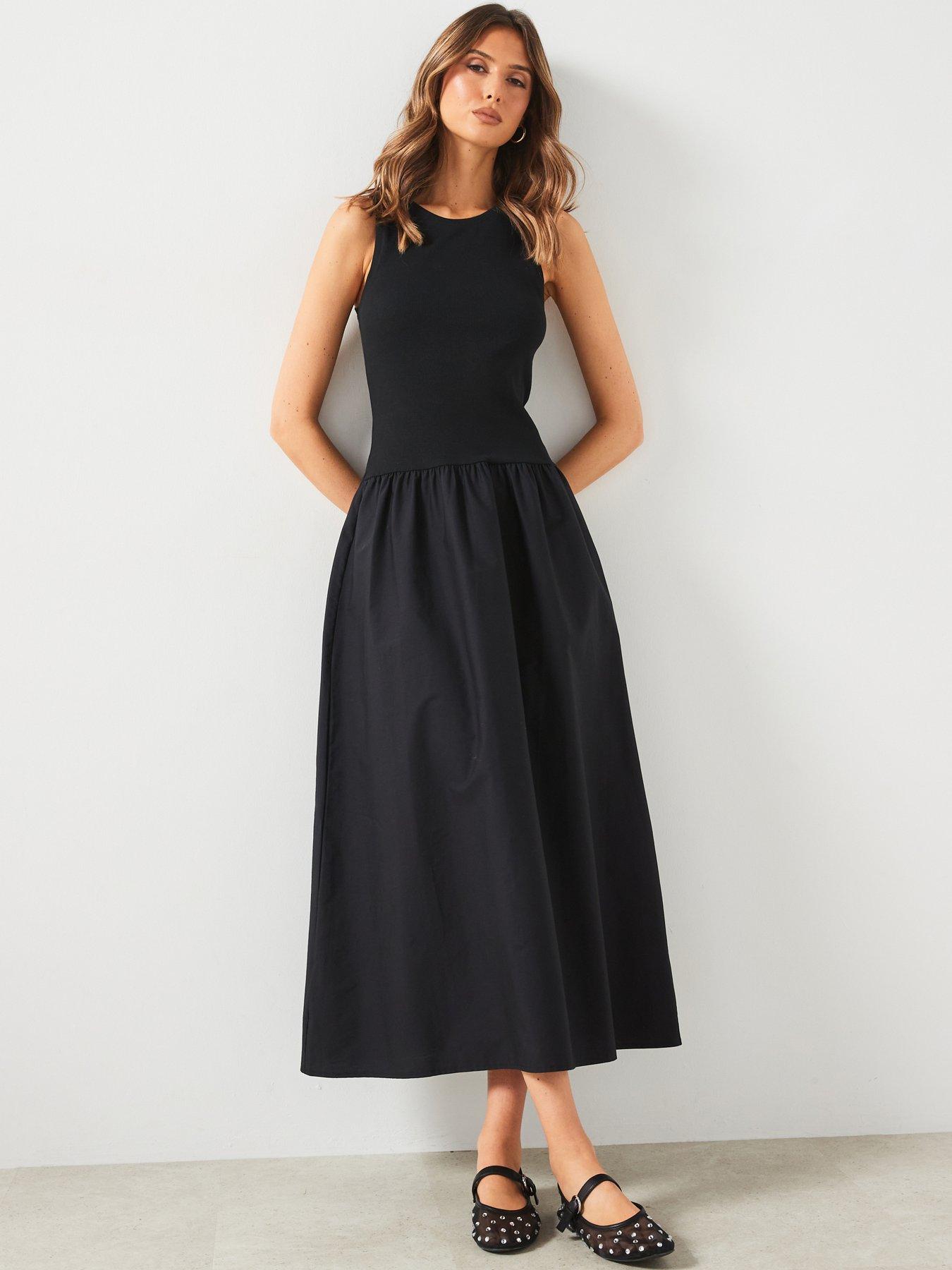 mango-sleeveless-a-line-dress-black