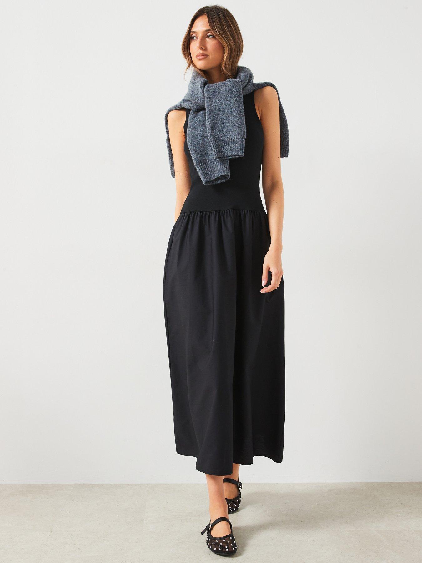 mango-sleeveless-a-line-dress-blackback