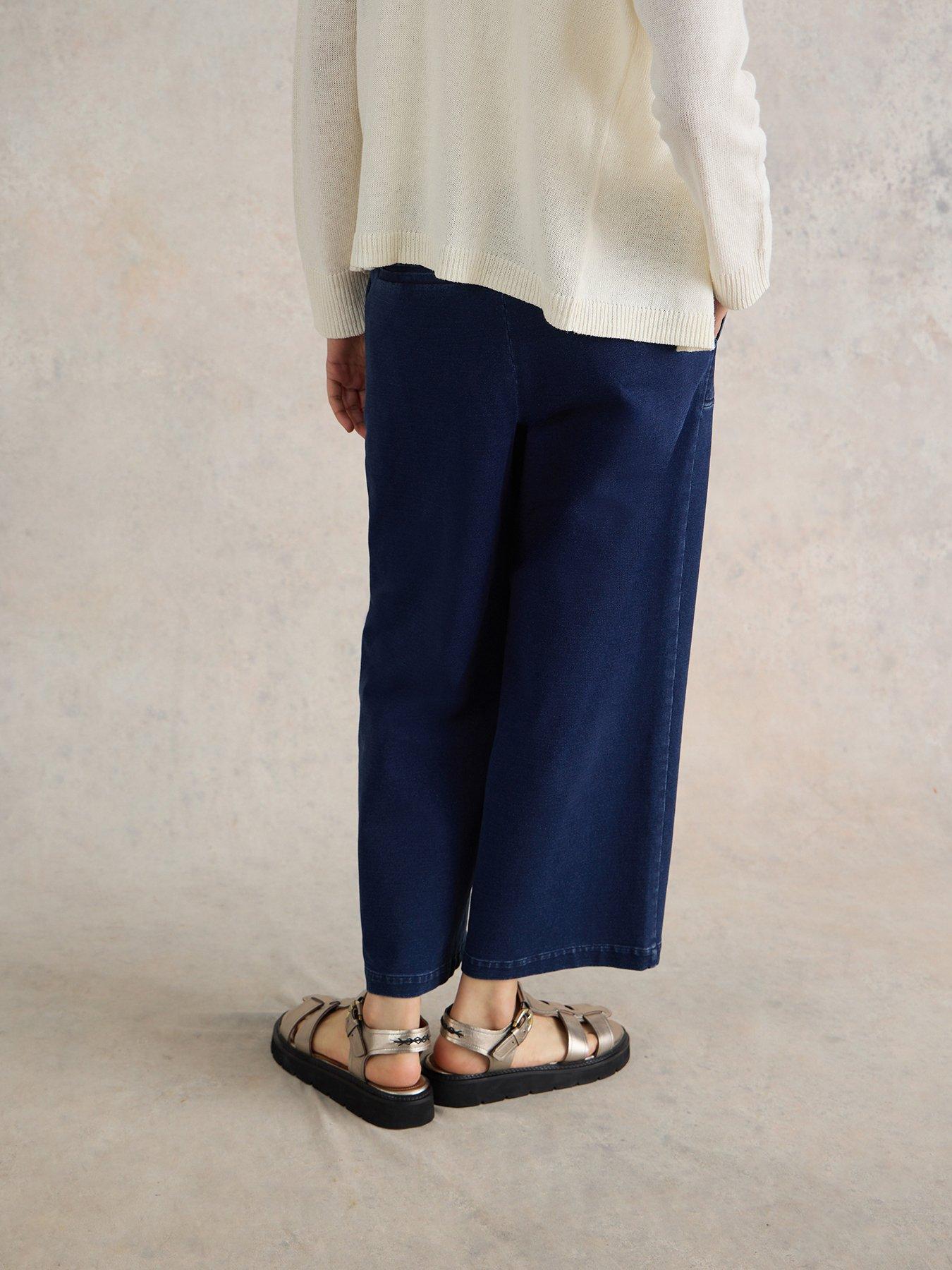 Image 2 of 6 of White Stuff Belle Jersey Wide Leg Crop - Blue