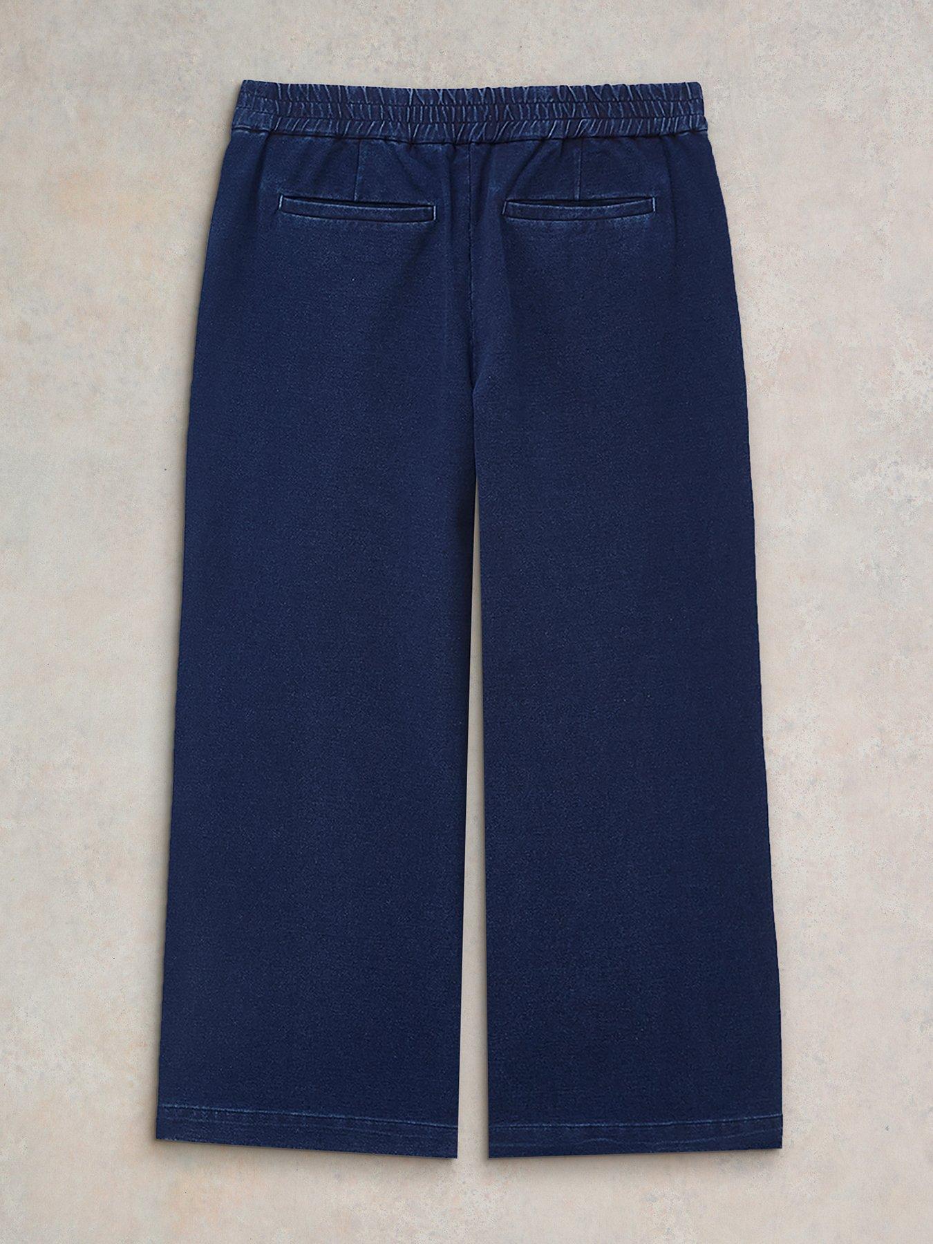 Image 5 of 6 of White Stuff Belle Jersey Wide Leg Crop - Blue