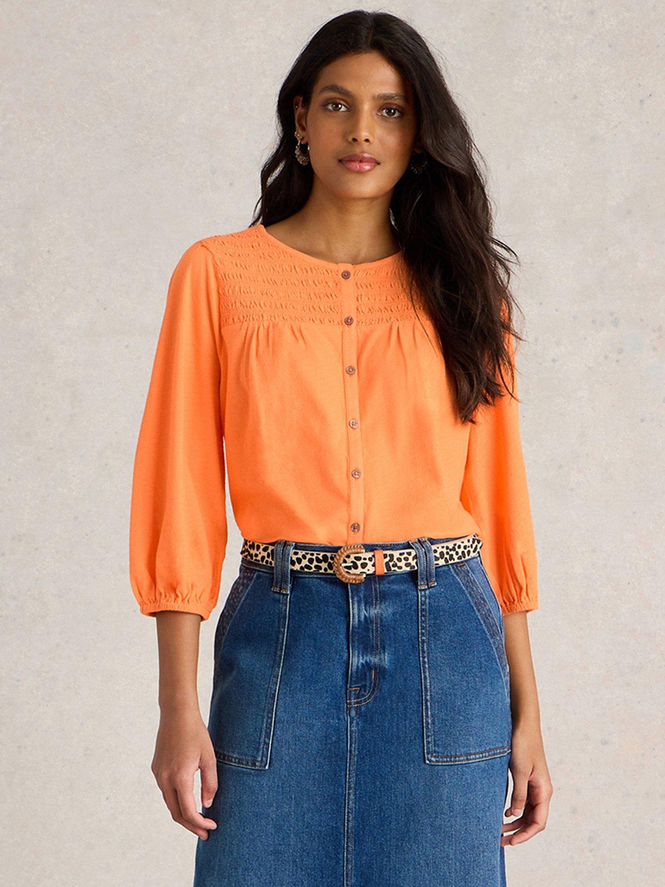 white-stuff-daniella-shirred-top-orange