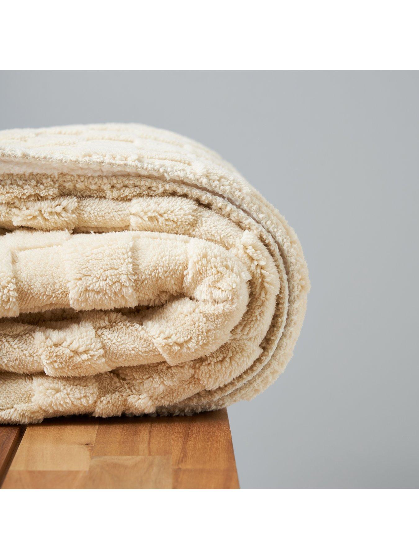 Image 3 of 7 of The Very Collection Checkerboard Throw With Sherpa Backing