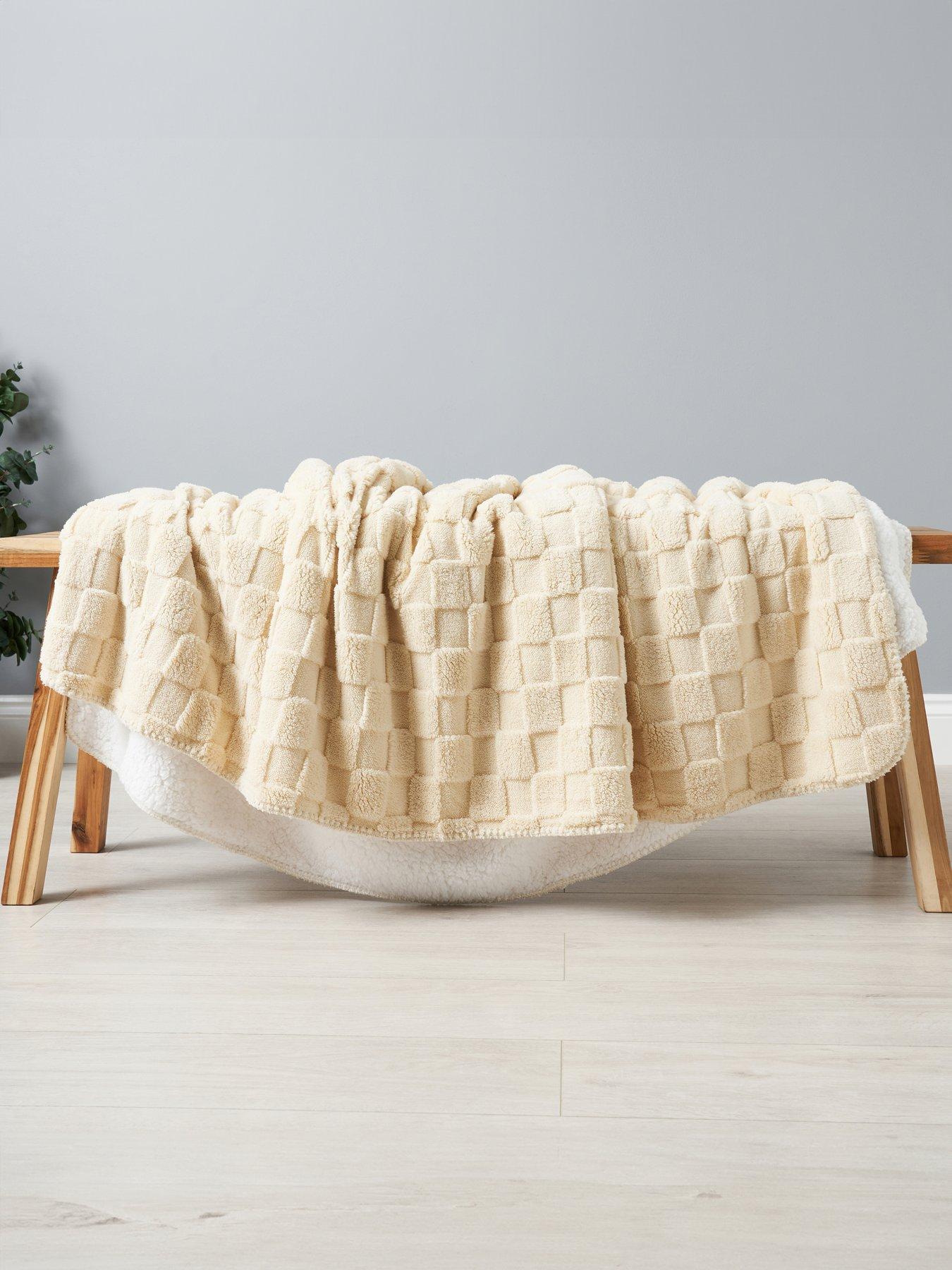 Image 6 of 7 of The Very Collection Checkerboard Throw With Sherpa Backing