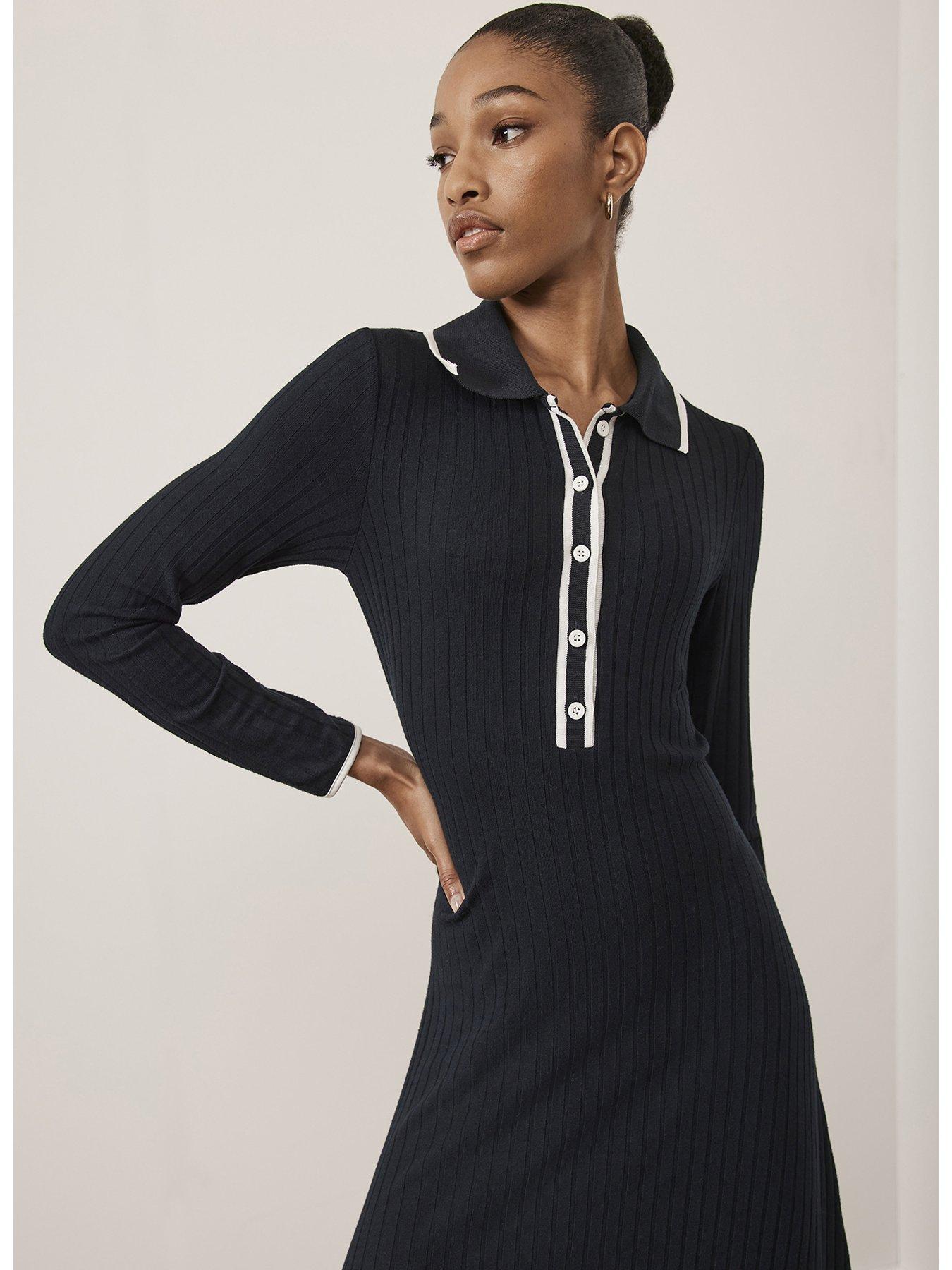 mint velvet jersey dress Tipped Midi - Navy Featured_Best Selling