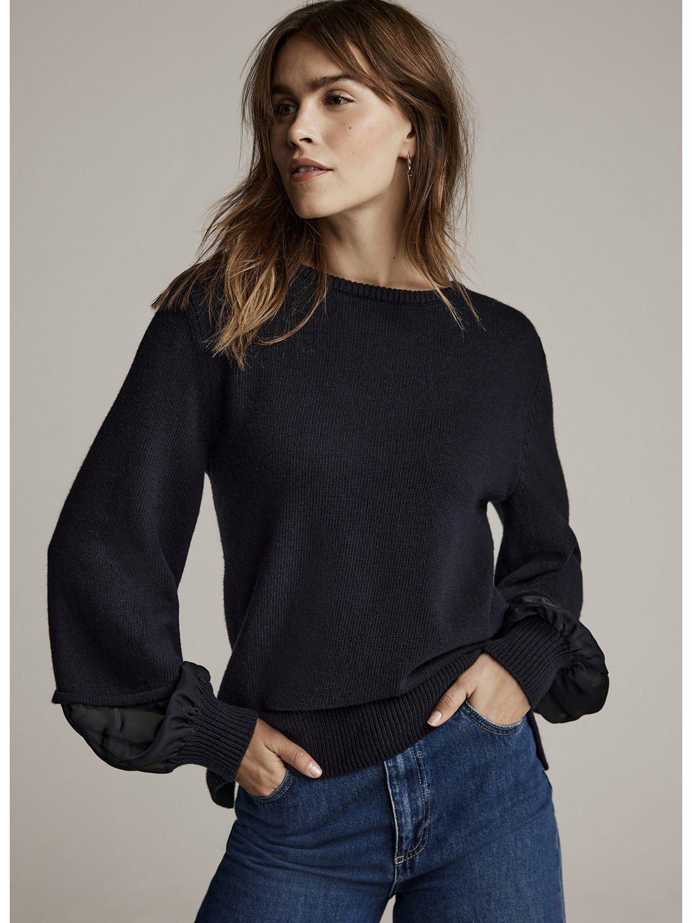 mint-velvet-woven-mix-jumper-navystillFront