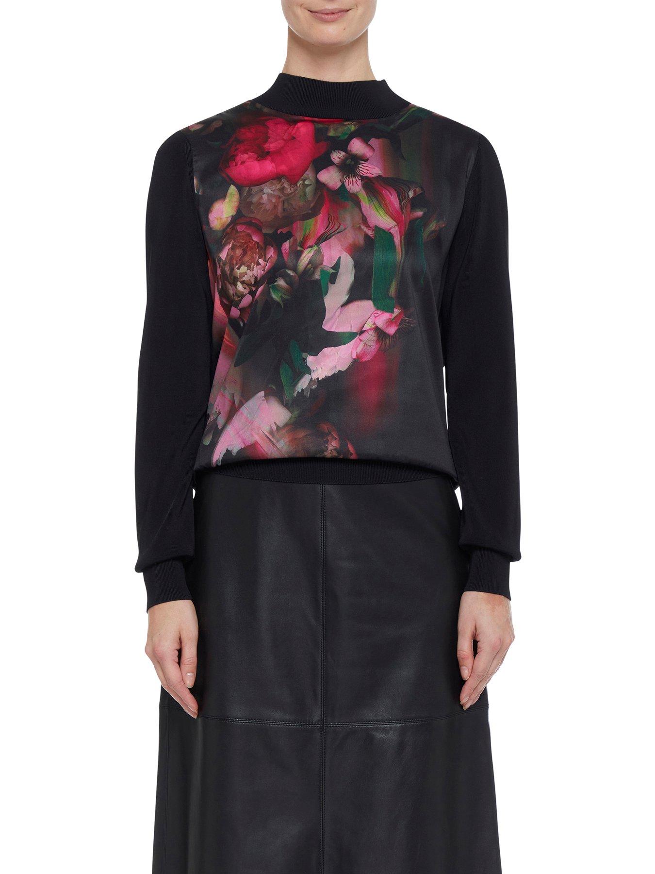 ted-baker-tabithr-printed-woven-front-long-sleeve-sweater-black