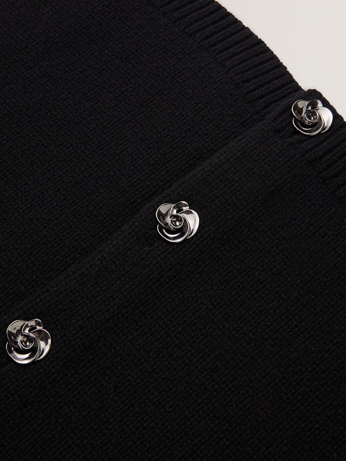 ted-baker-jaycey-rose-button-crew-neck-cardigan-blackdetail