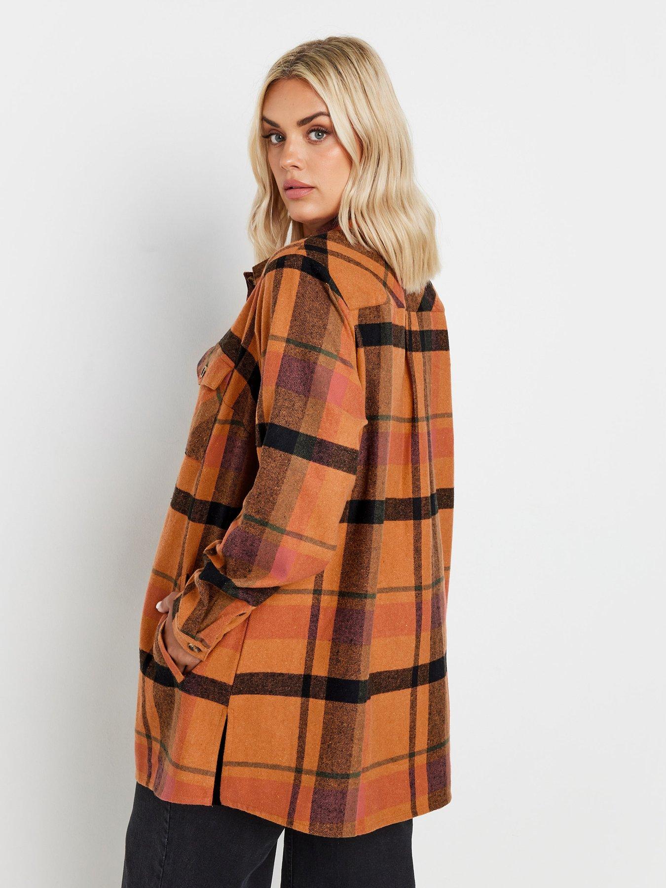 Image 2 of 4 of Yours Curve Check Shacket - Orange