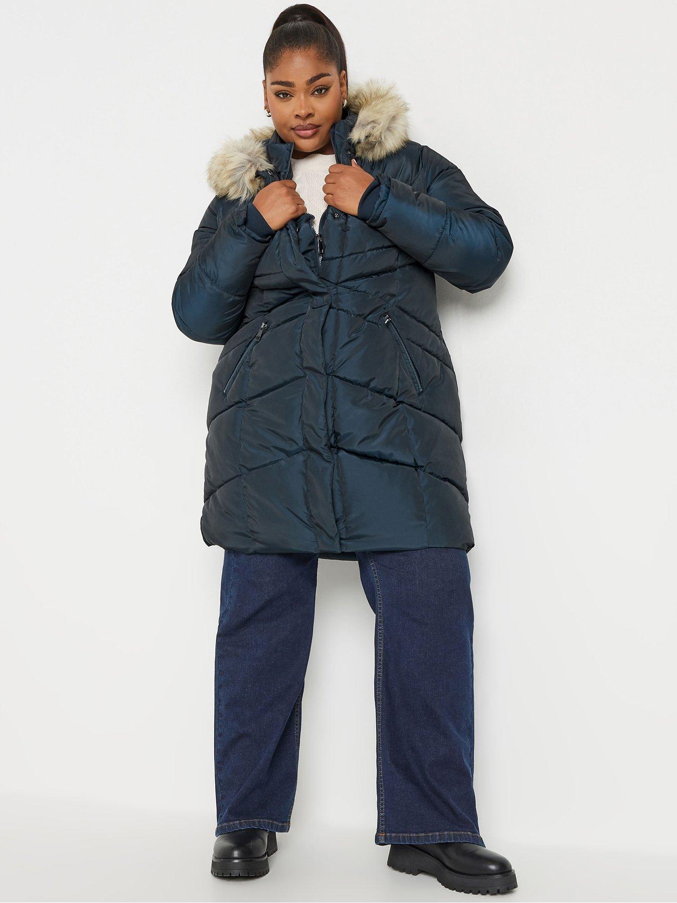 yours-curve-midi-padded-puffer-coat-blue