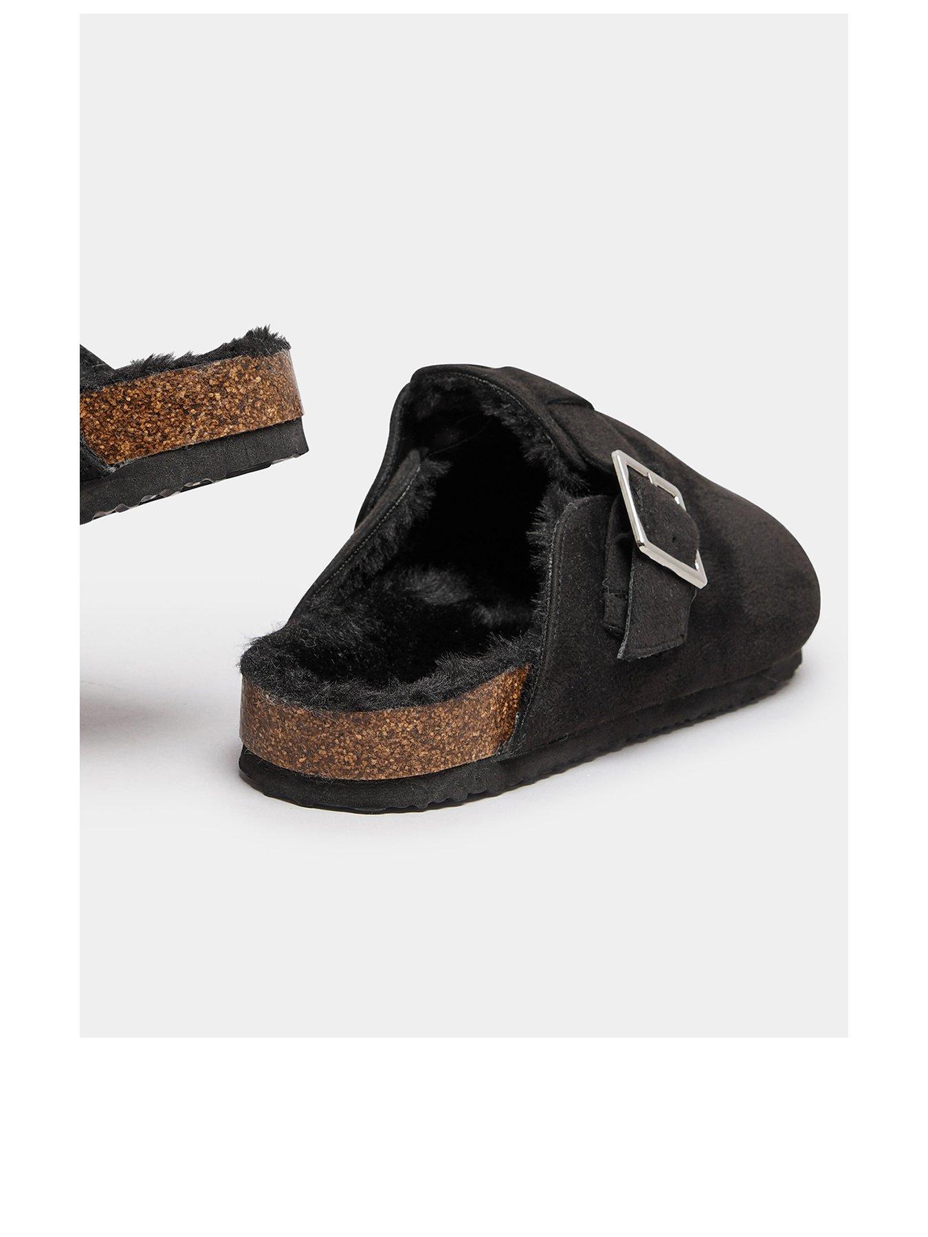 yours-extra-wide-fit-fur-lined-clog-blackback