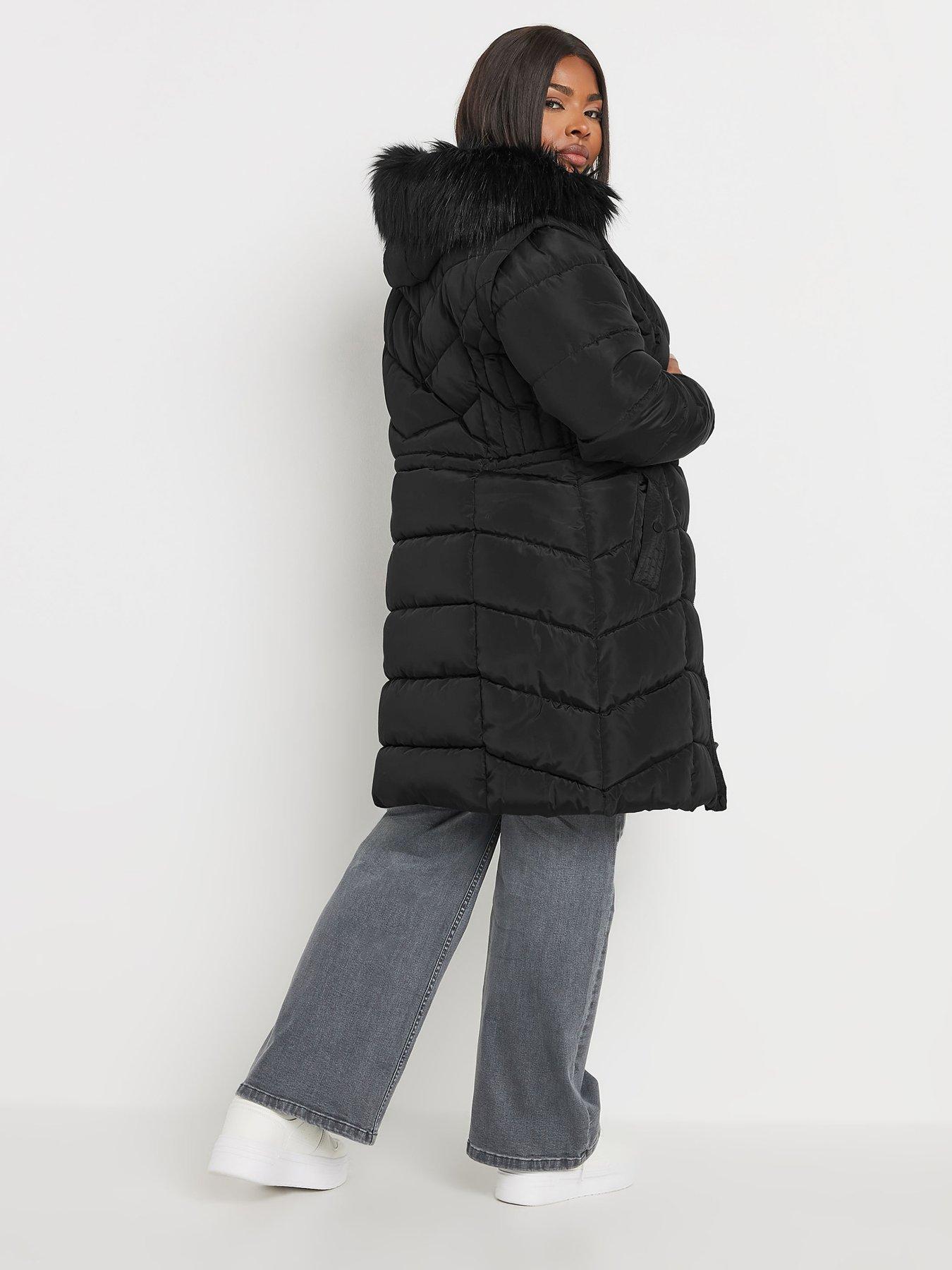 yours-curve-midi-padded-2in1-coat-blackstillFront